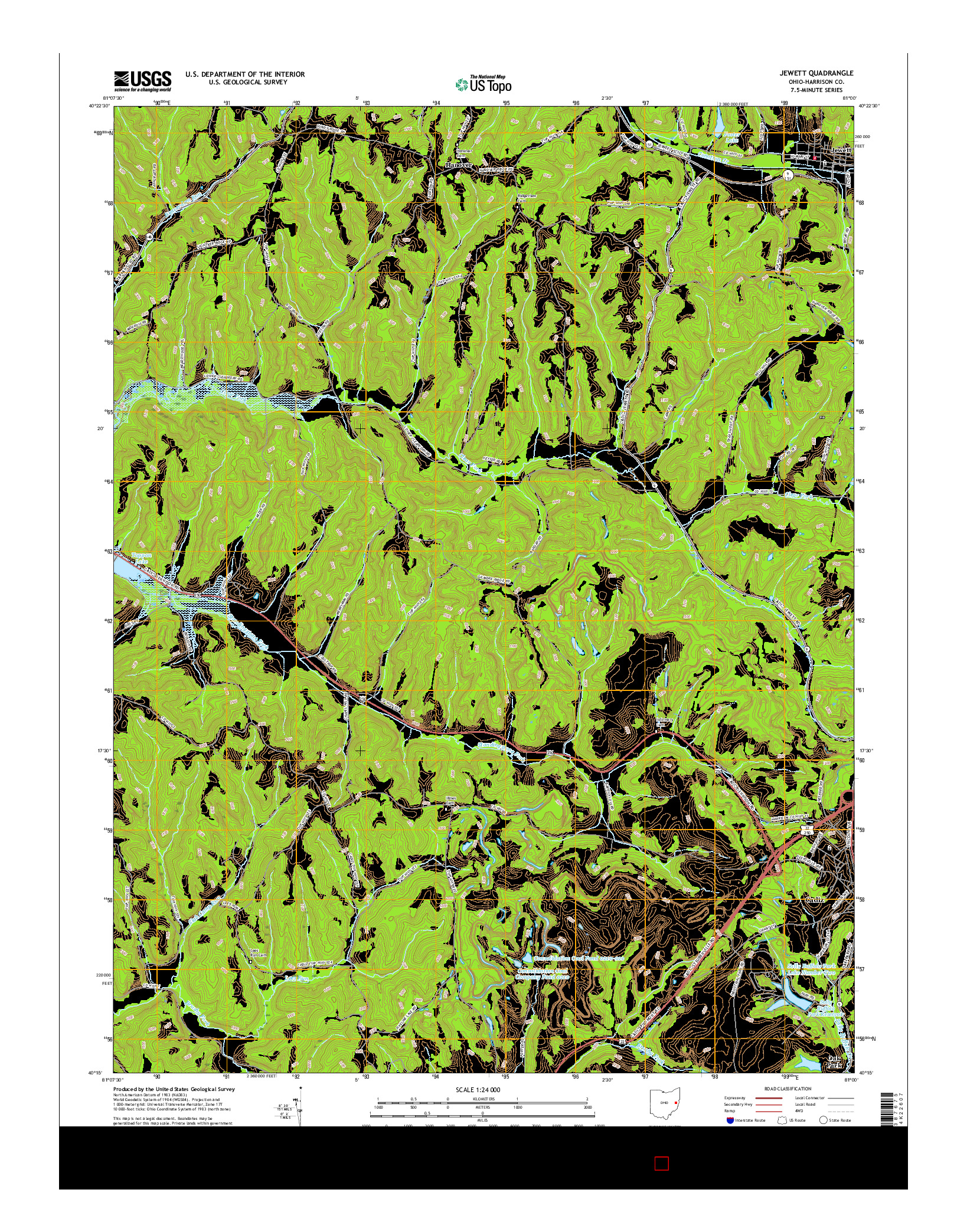 USGS US TOPO 7.5-MINUTE MAP FOR JEWETT, OH 2016
