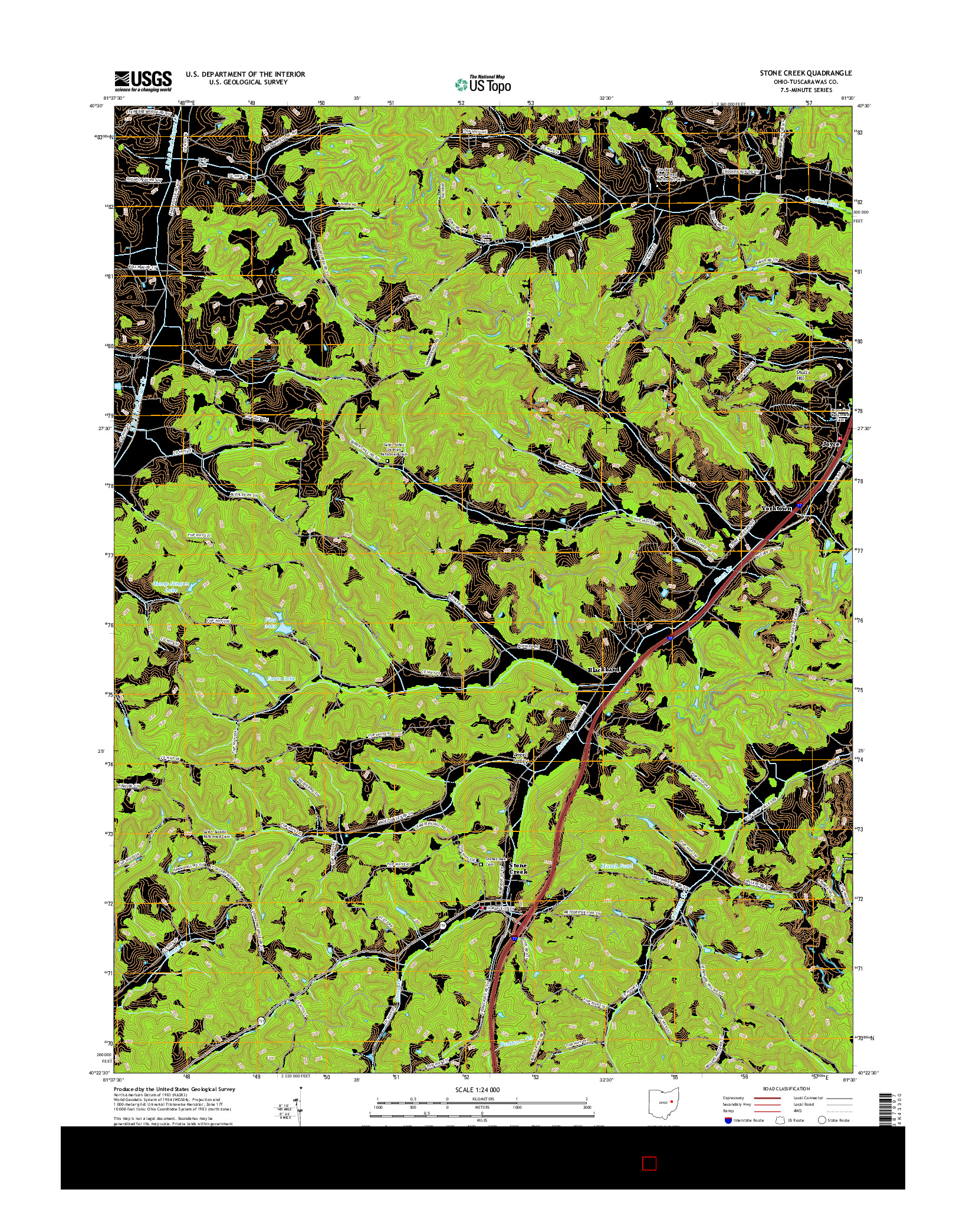 USGS US TOPO 7.5-MINUTE MAP FOR STONE CREEK, OH 2016