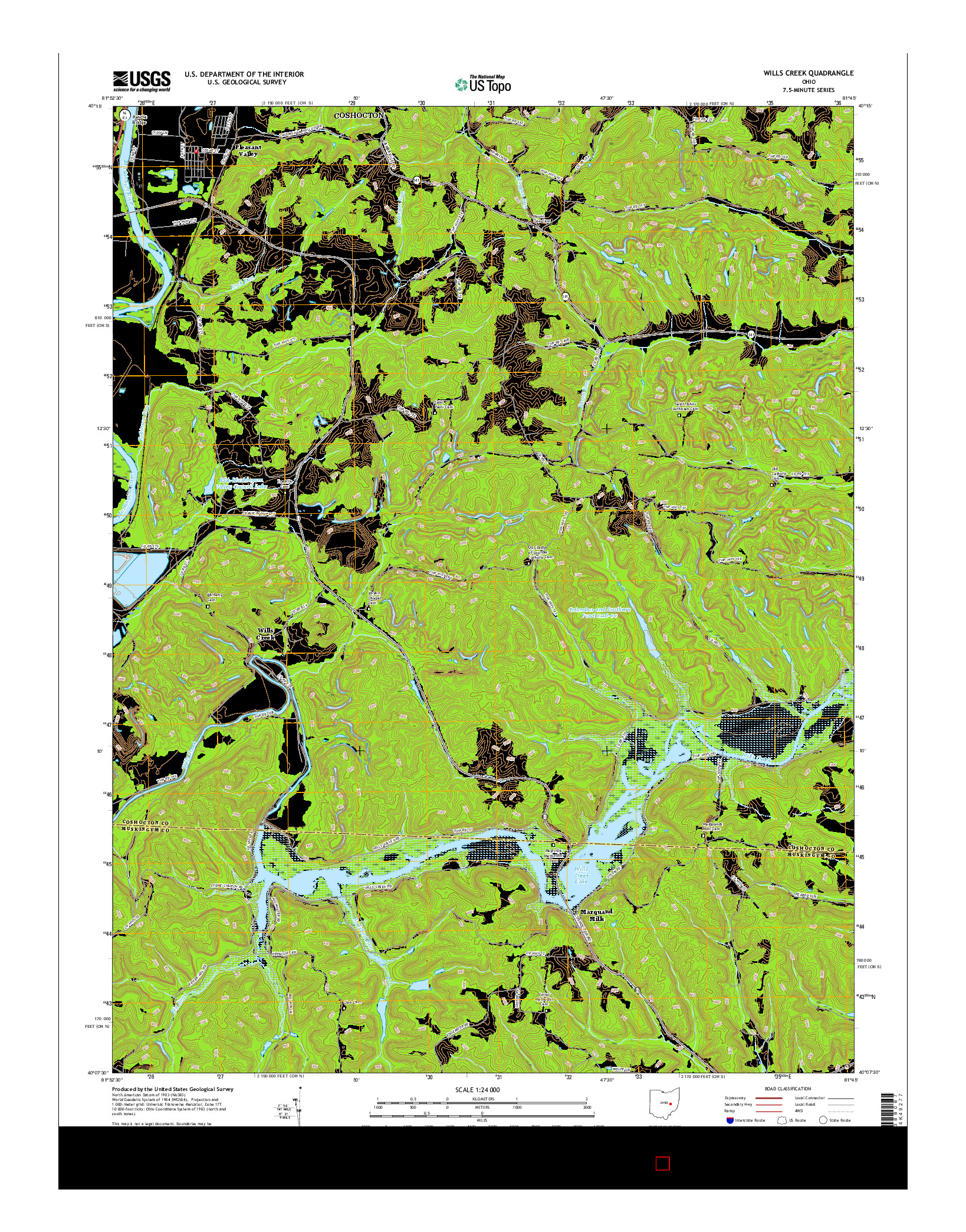 USGS US TOPO 7.5-MINUTE MAP FOR WILLS CREEK, OH 2016