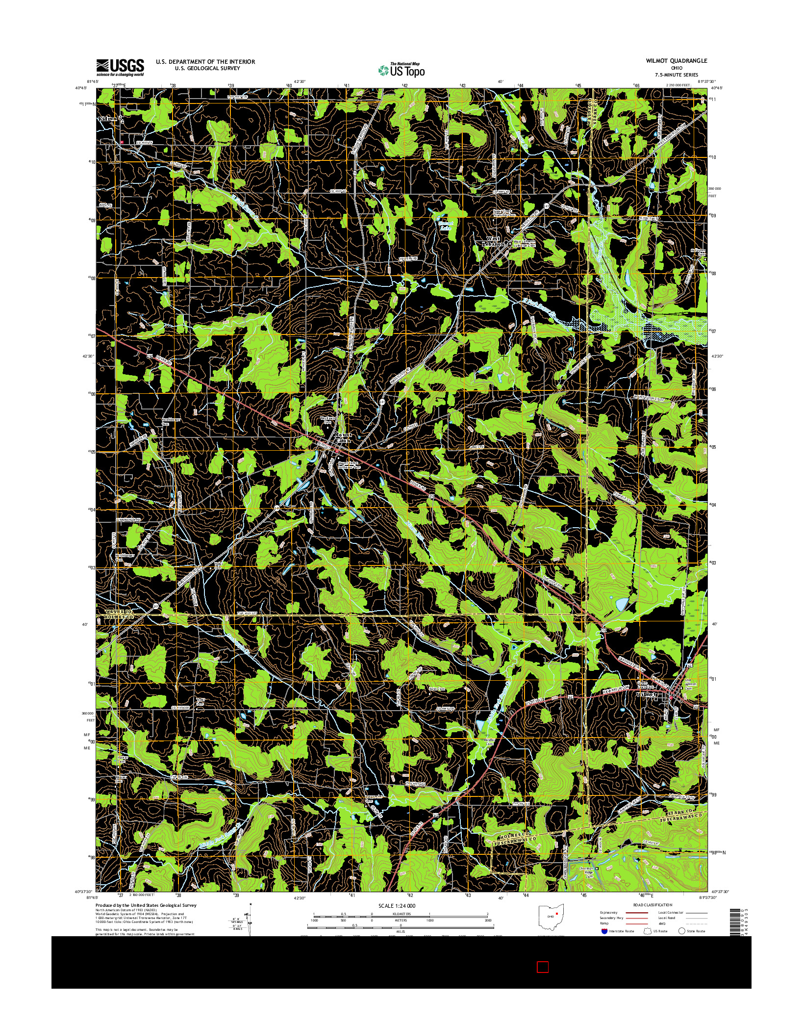 USGS US TOPO 7.5-MINUTE MAP FOR WILMOT, OH 2016