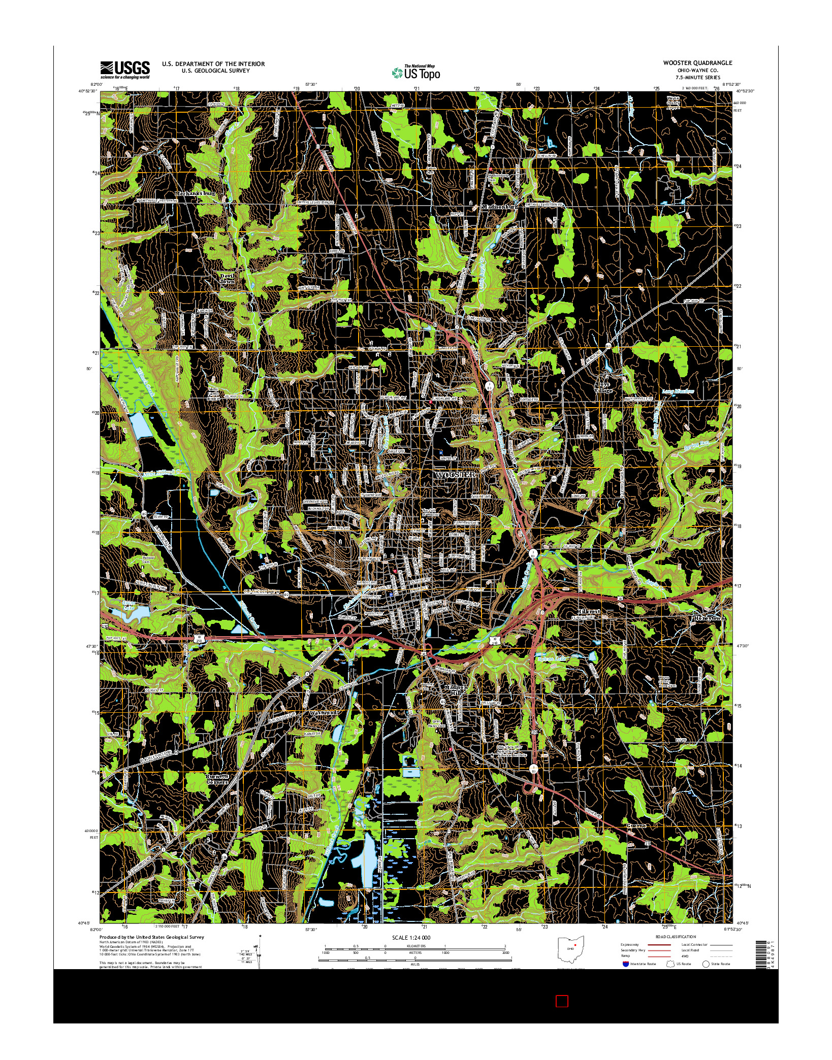 USGS US TOPO 7.5-MINUTE MAP FOR WOOSTER, OH 2016