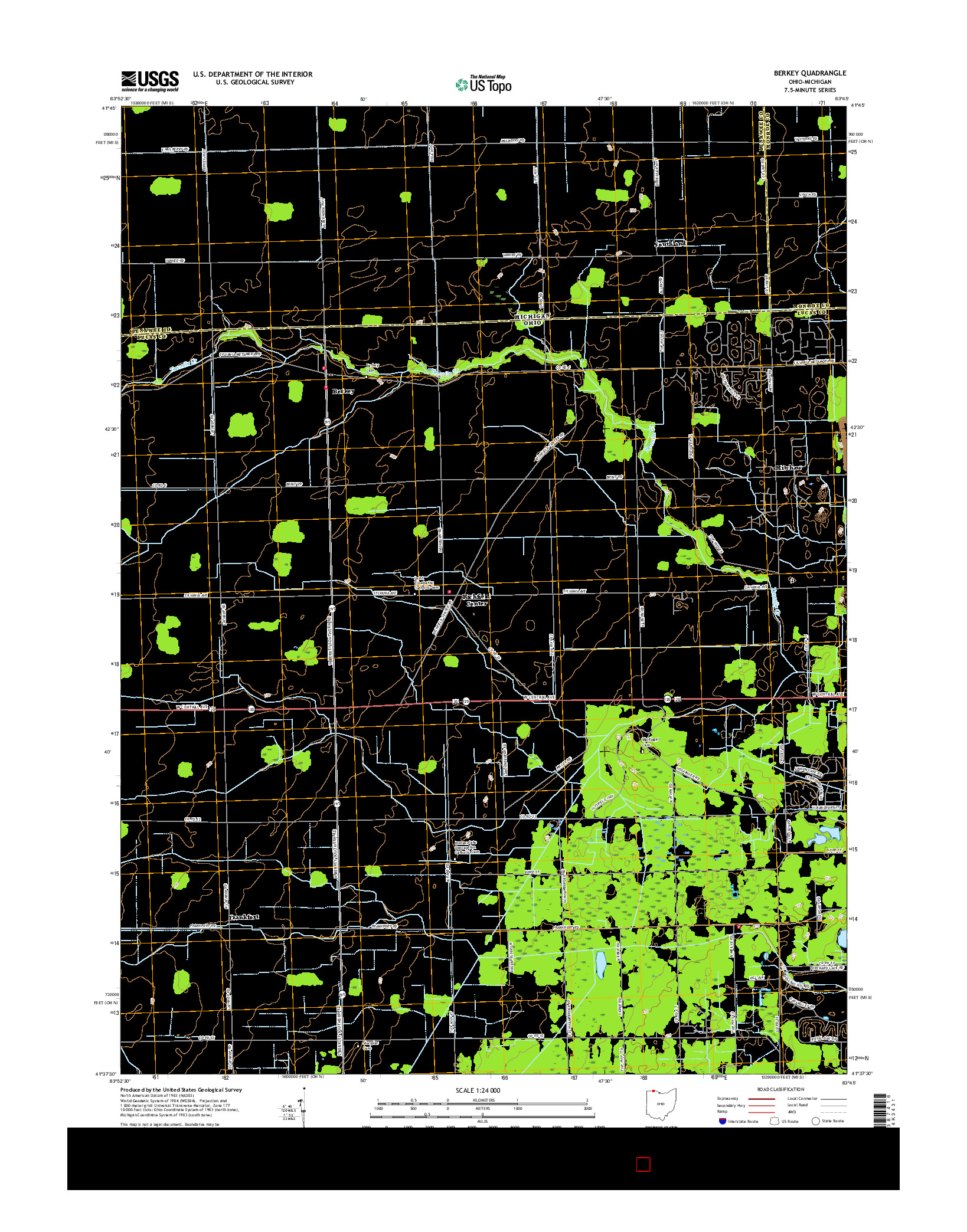 USGS US TOPO 7.5-MINUTE MAP FOR BERKEY, OH-MI 2016