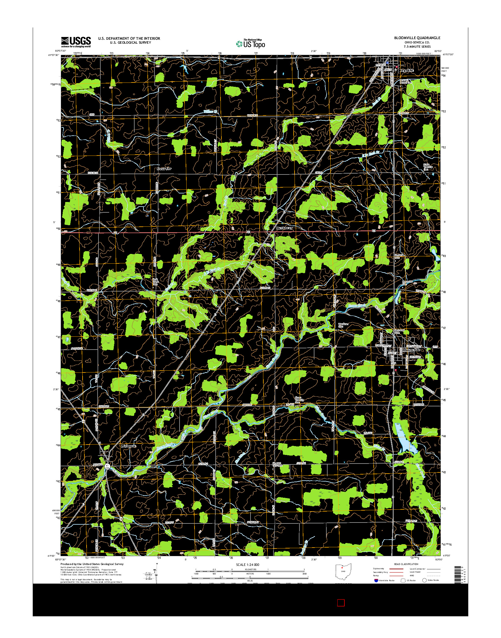 USGS US TOPO 7.5-MINUTE MAP FOR BLOOMVILLE, OH 2016