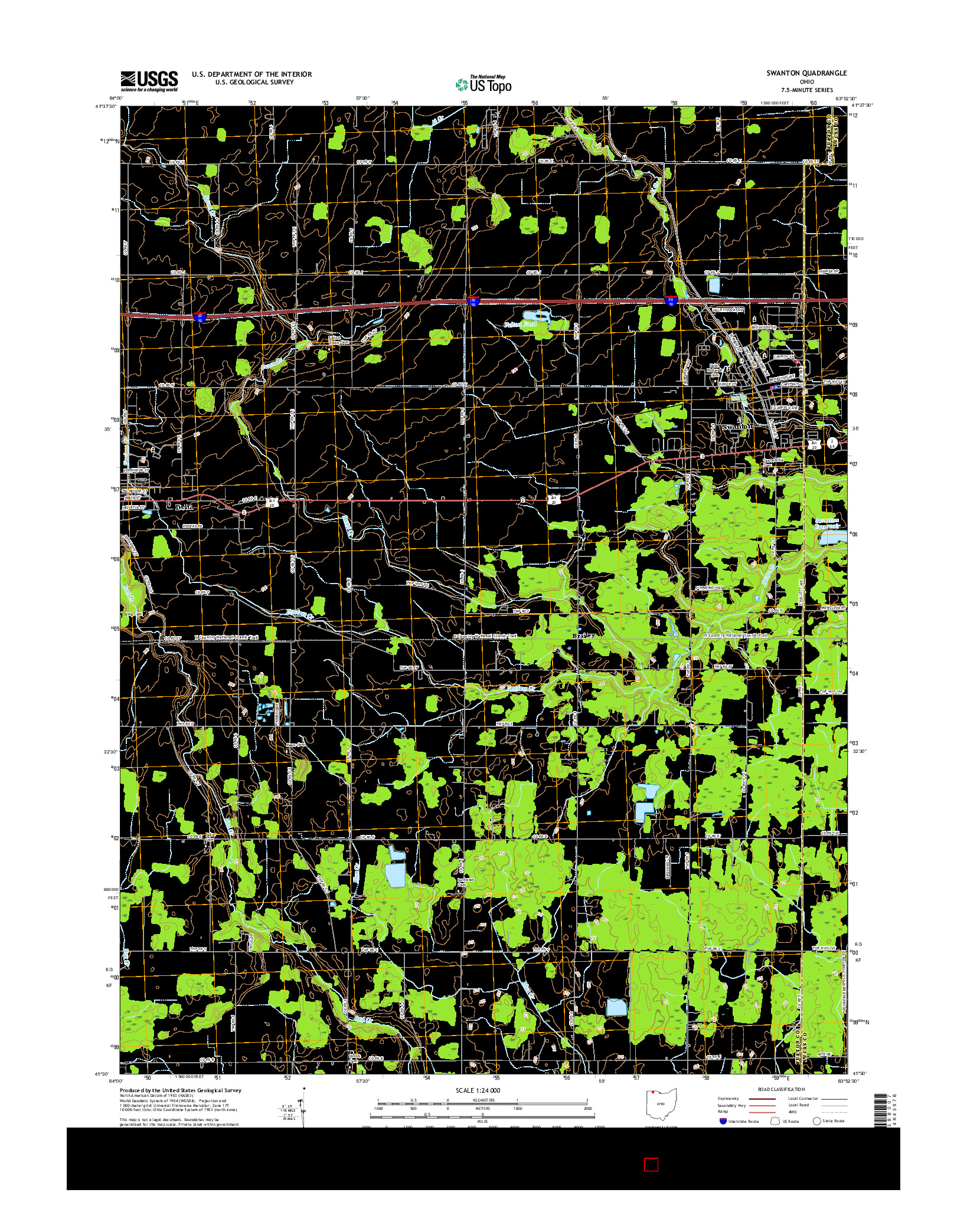 USGS US TOPO 7.5-MINUTE MAP FOR SWANTON, OH 2016