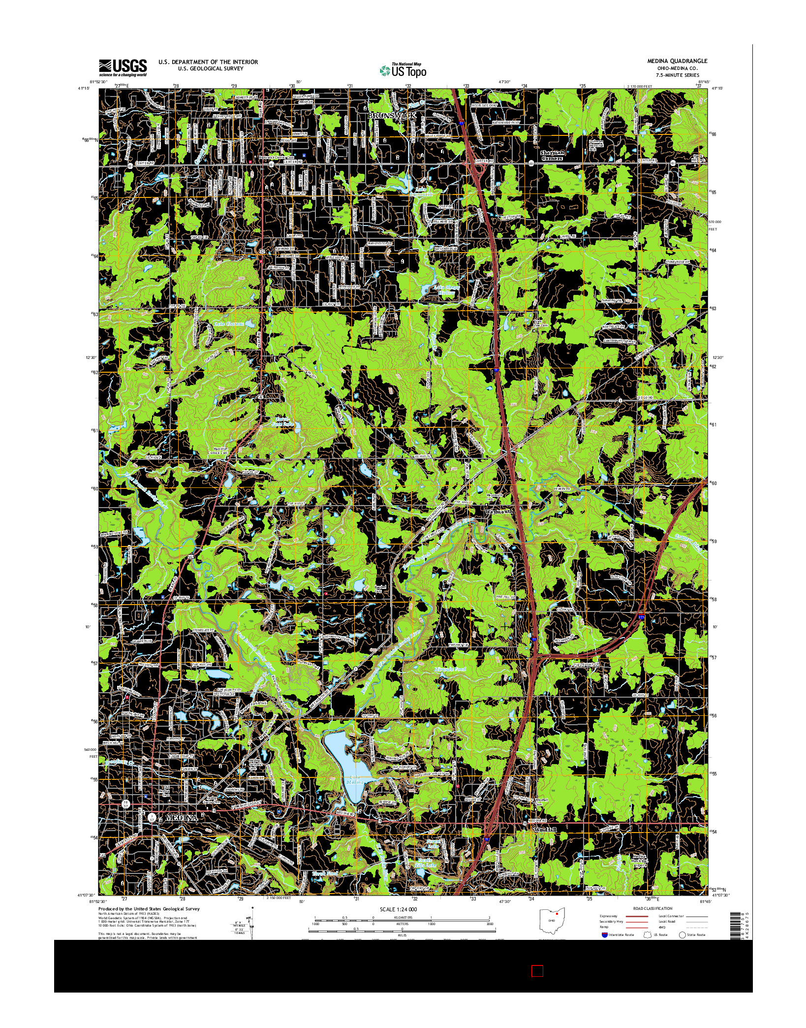 USGS US TOPO 7.5-MINUTE MAP FOR MEDINA, OH 2016