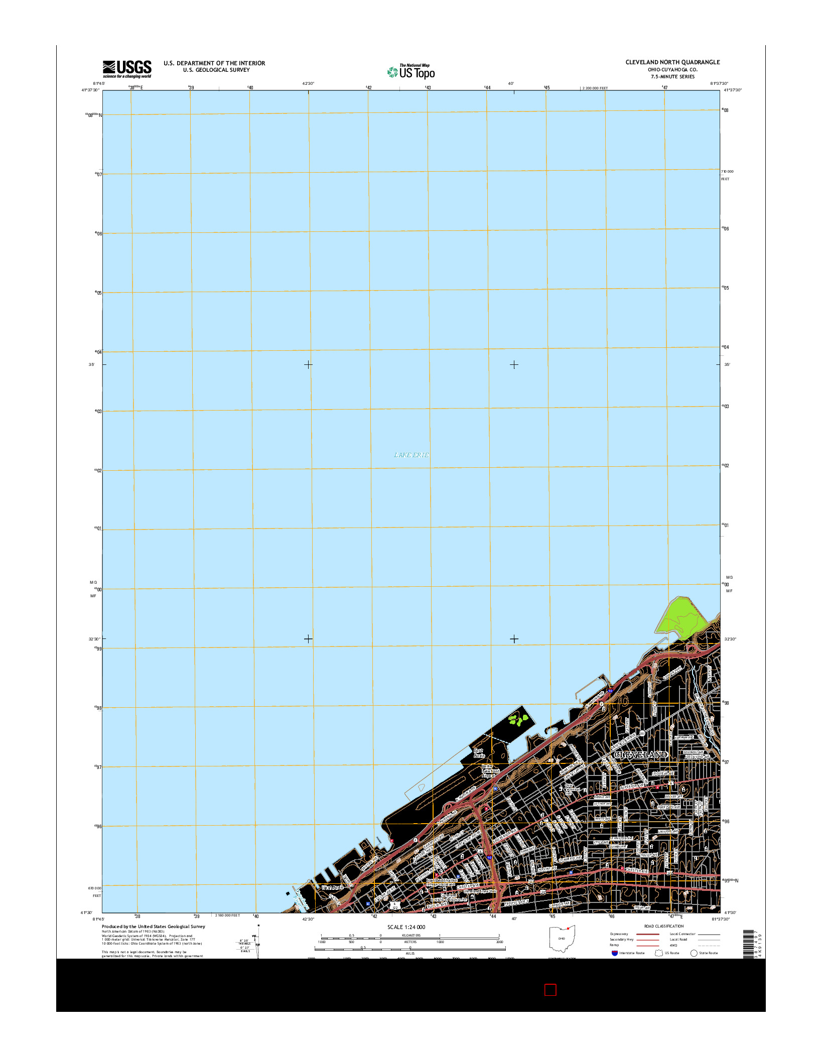 USGS US TOPO 7.5-MINUTE MAP FOR CLEVELAND NORTH, OH 2016