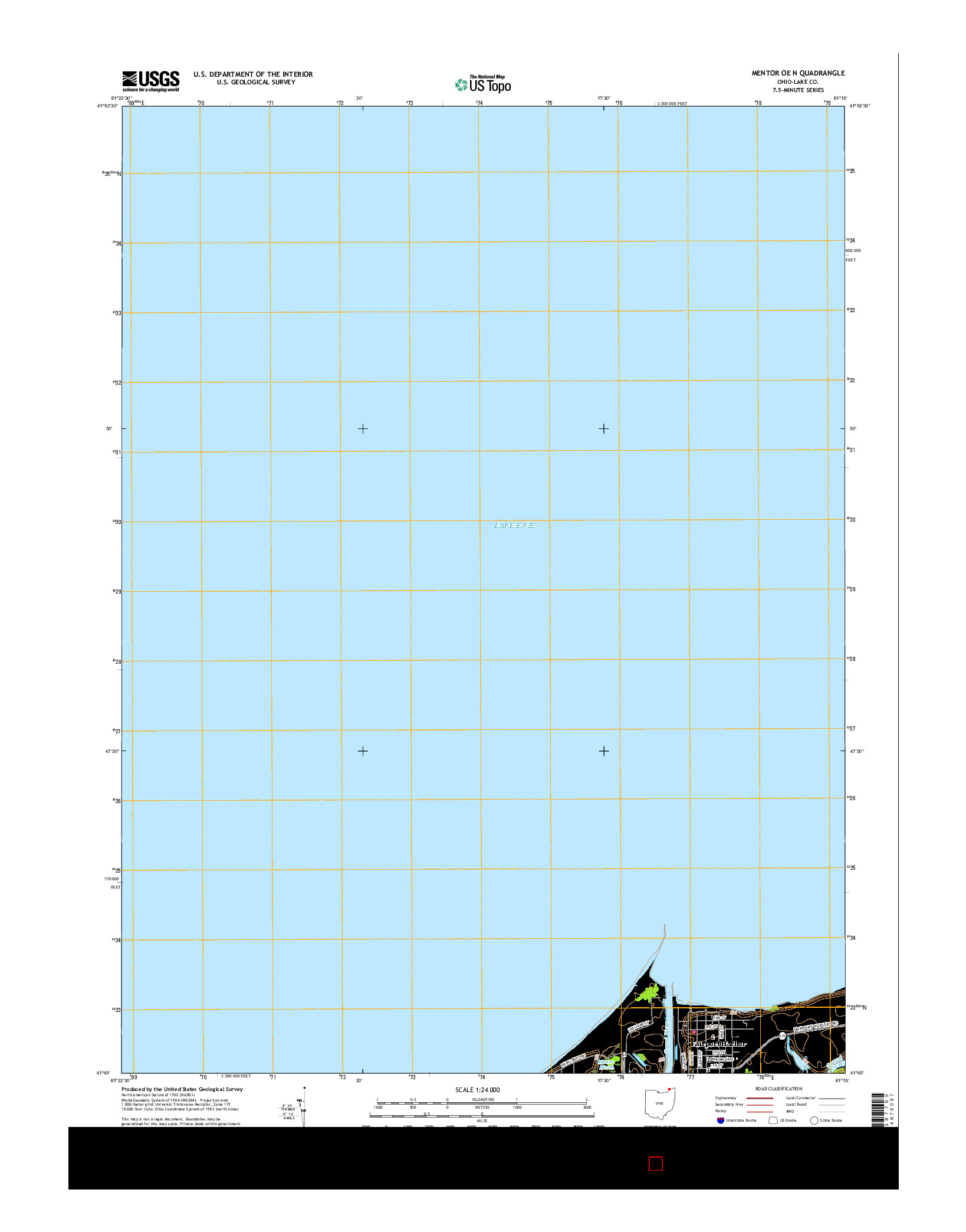 USGS US TOPO 7.5-MINUTE MAP FOR MENTOR OE N, OH 2016