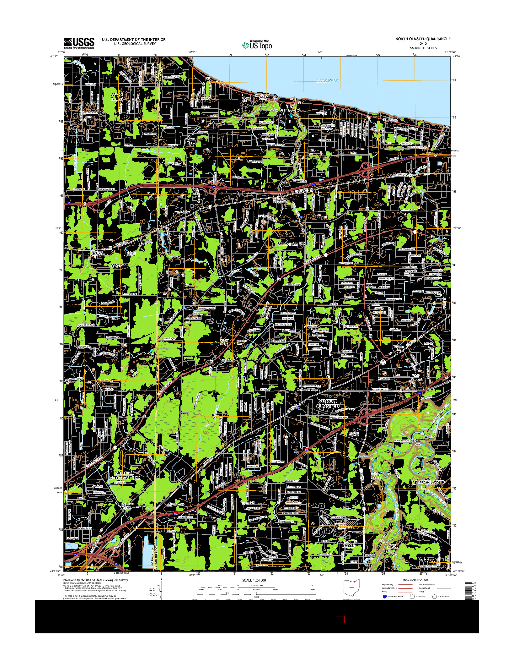 USGS US TOPO 7.5-MINUTE MAP FOR NORTH OLMSTED, OH 2016