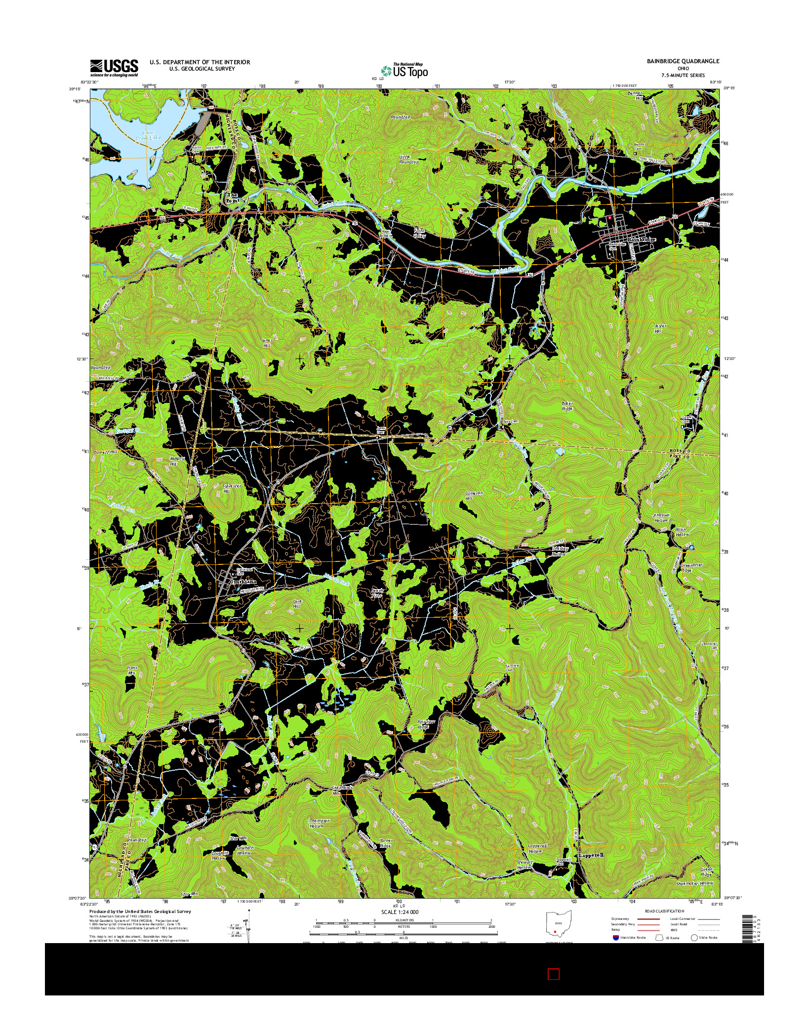 USGS US TOPO 7.5-MINUTE MAP FOR BAINBRIDGE, OH 2016