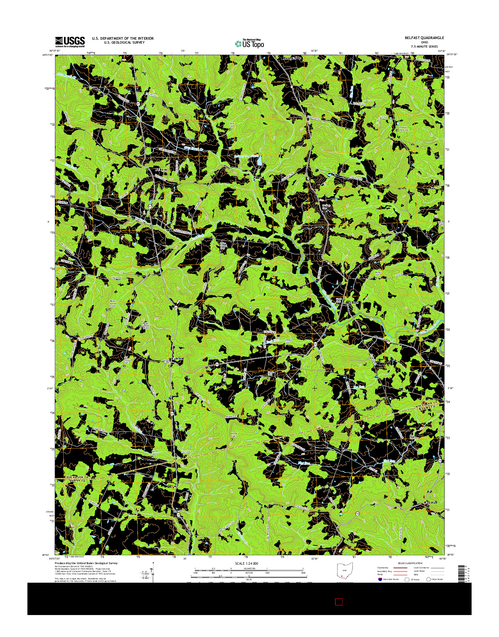 USGS US TOPO 7.5-MINUTE MAP FOR BELFAST, OH 2016