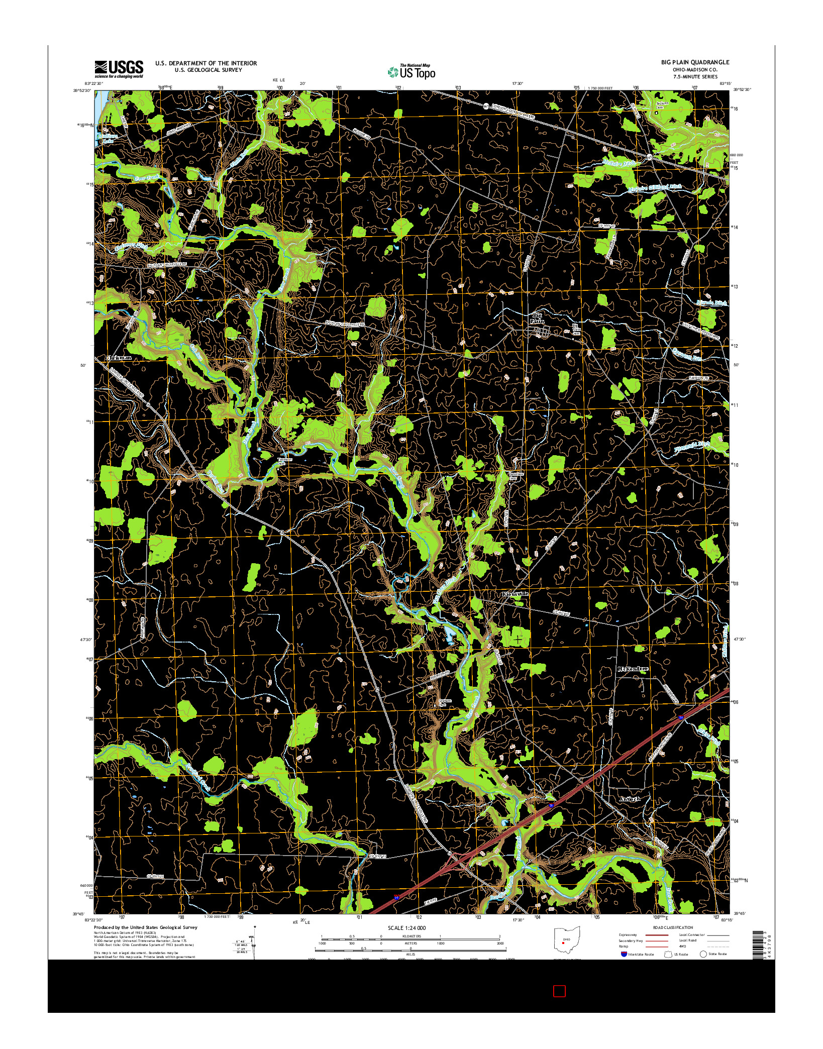 USGS US TOPO 7.5-MINUTE MAP FOR BIG PLAIN, OH 2016