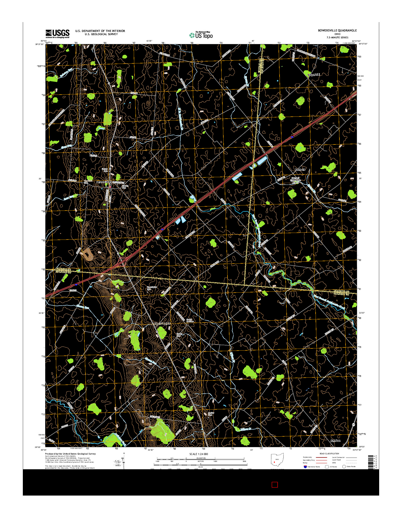 USGS US TOPO 7.5-MINUTE MAP FOR BOWERSVILLE, OH 2016