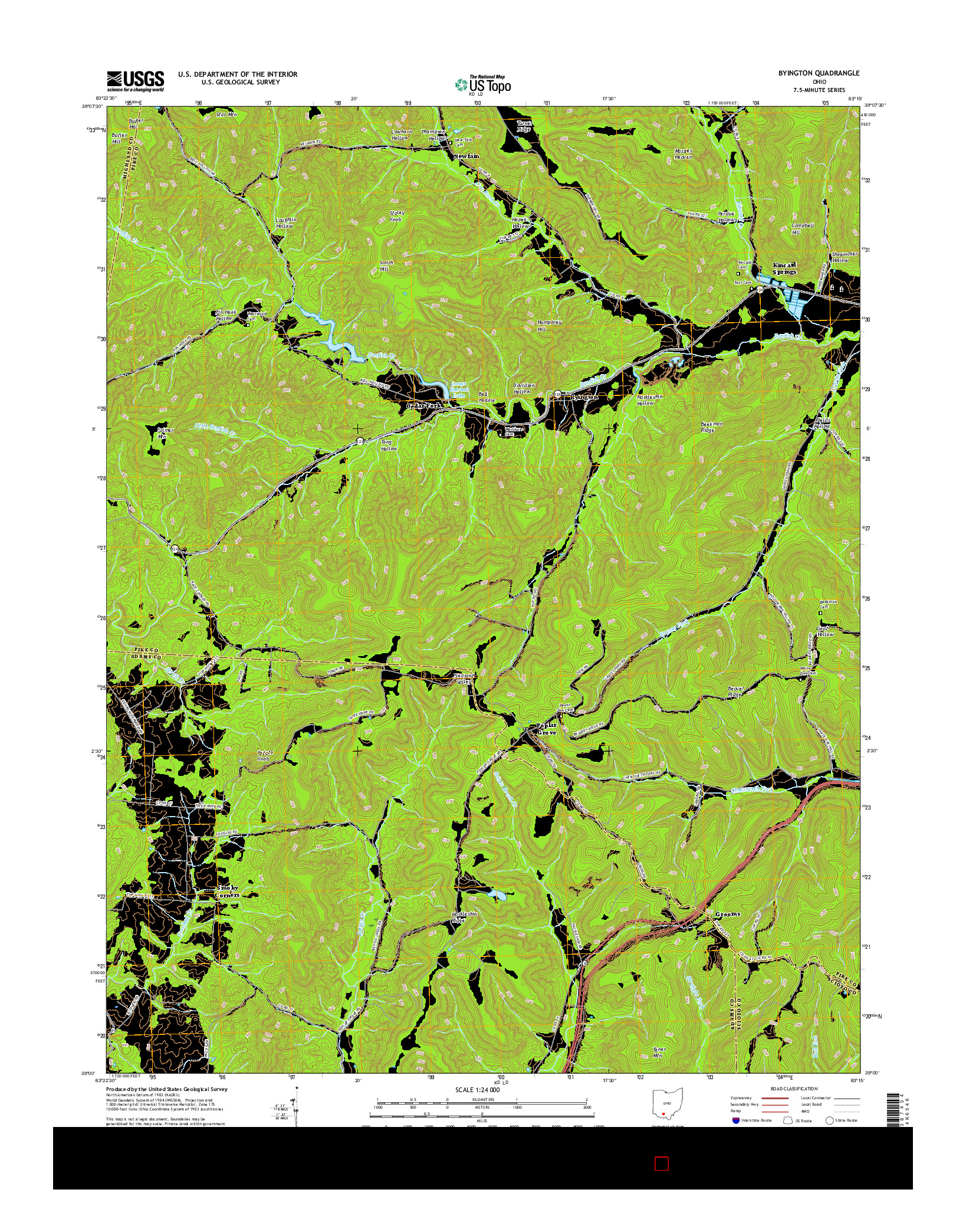 USGS US TOPO 7.5-MINUTE MAP FOR BYINGTON, OH 2016