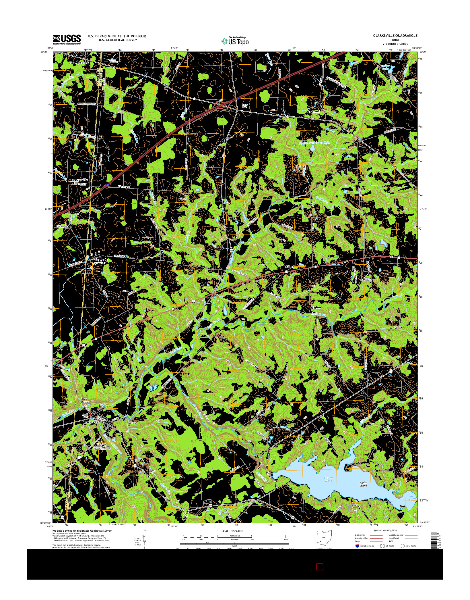 USGS US TOPO 7.5-MINUTE MAP FOR CLARKSVILLE, OH 2016