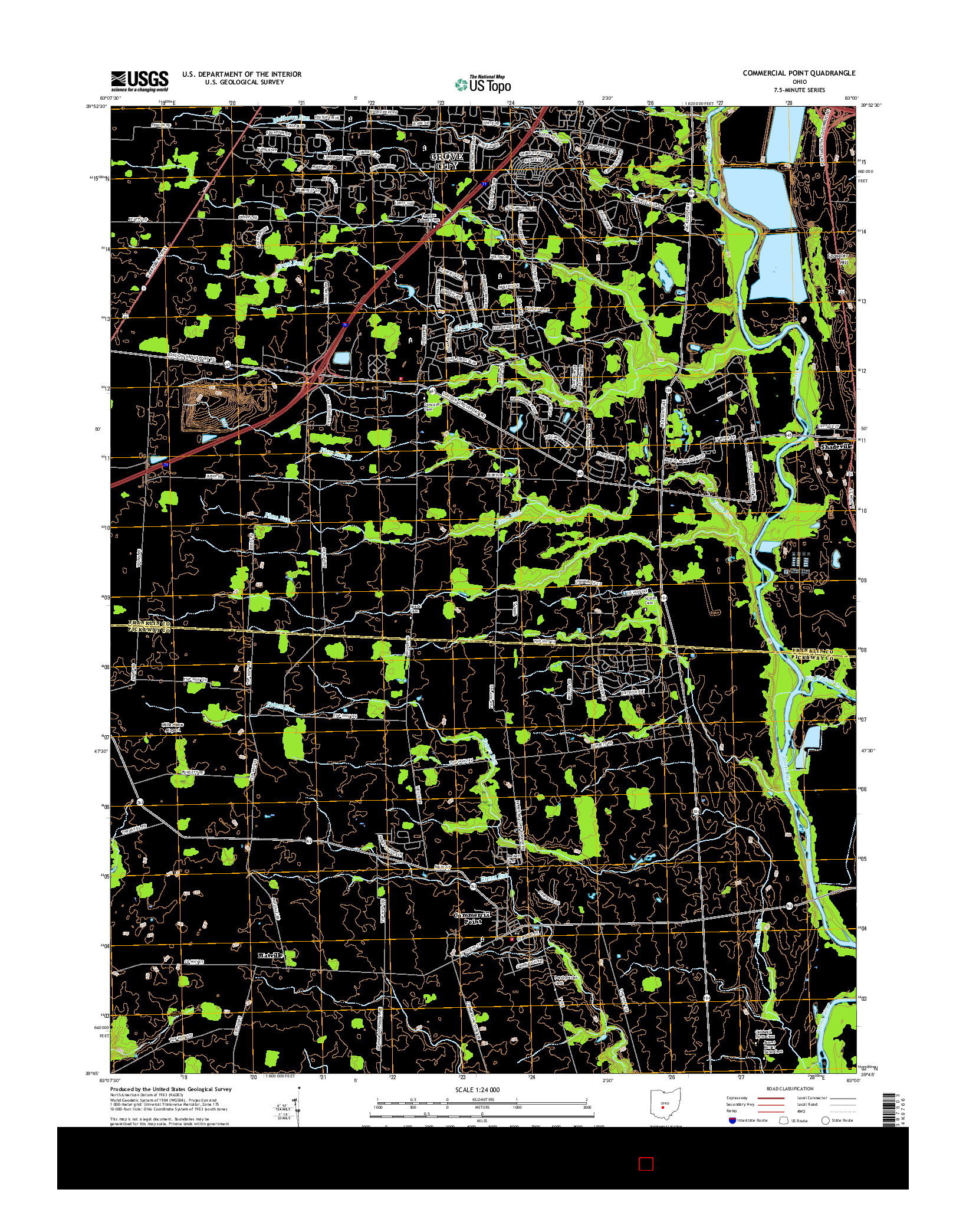 USGS US TOPO 7.5-MINUTE MAP FOR COMMERCIAL POINT, OH 2016