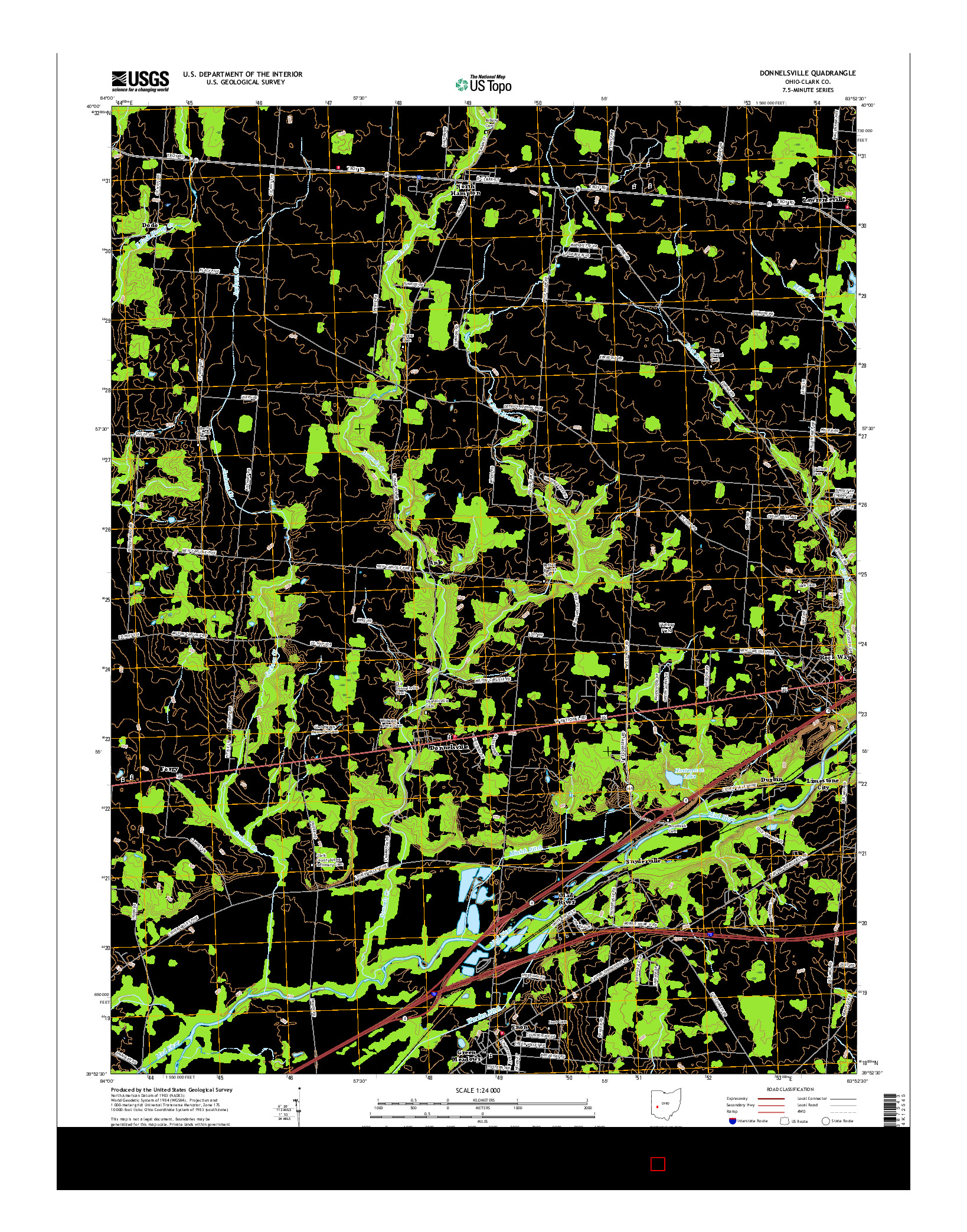 USGS US TOPO 7.5-MINUTE MAP FOR DONNELSVILLE, OH 2016