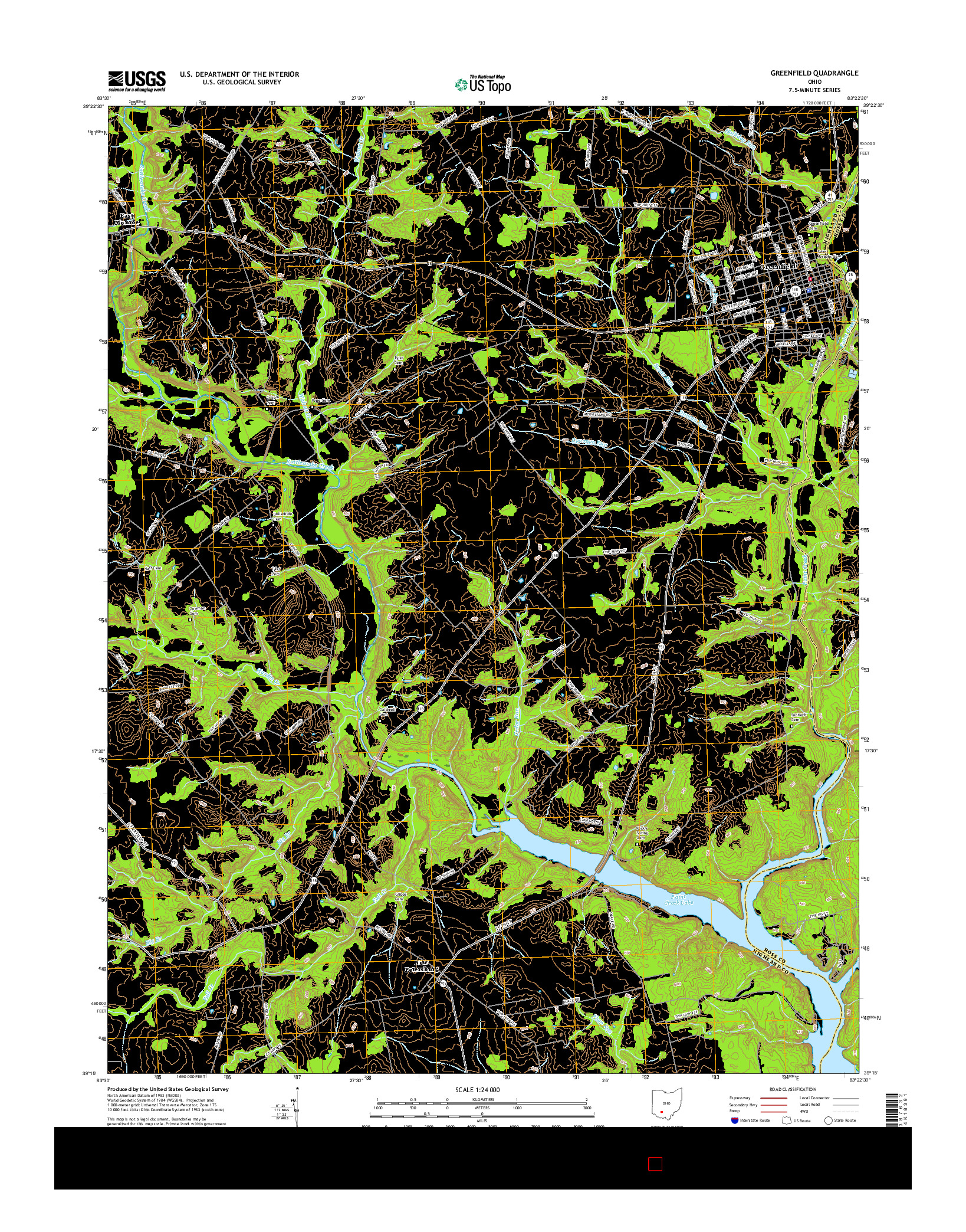 USGS US TOPO 7.5-MINUTE MAP FOR GREENFIELD, OH 2016