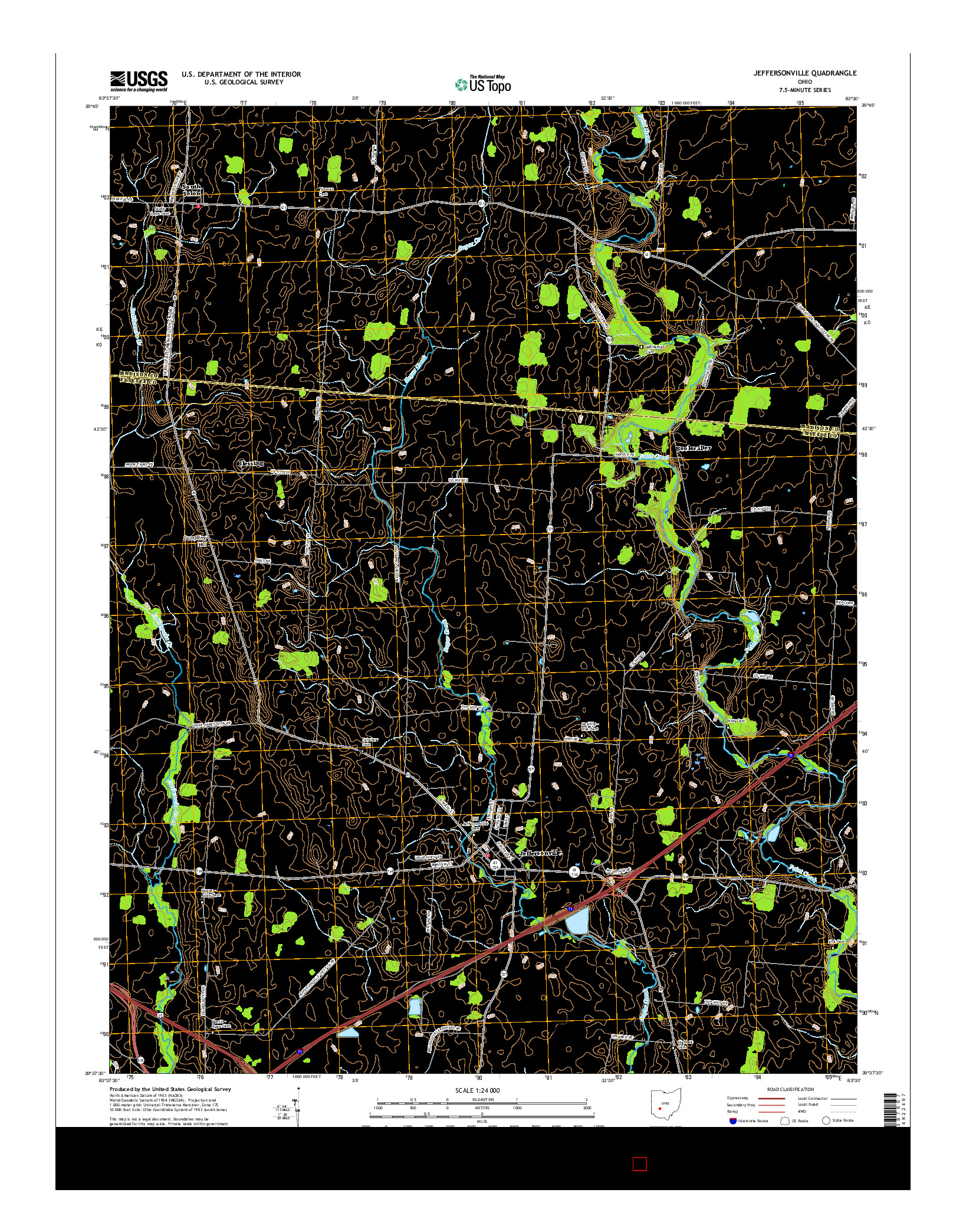 USGS US TOPO 7.5-MINUTE MAP FOR JEFFERSONVILLE, OH 2016