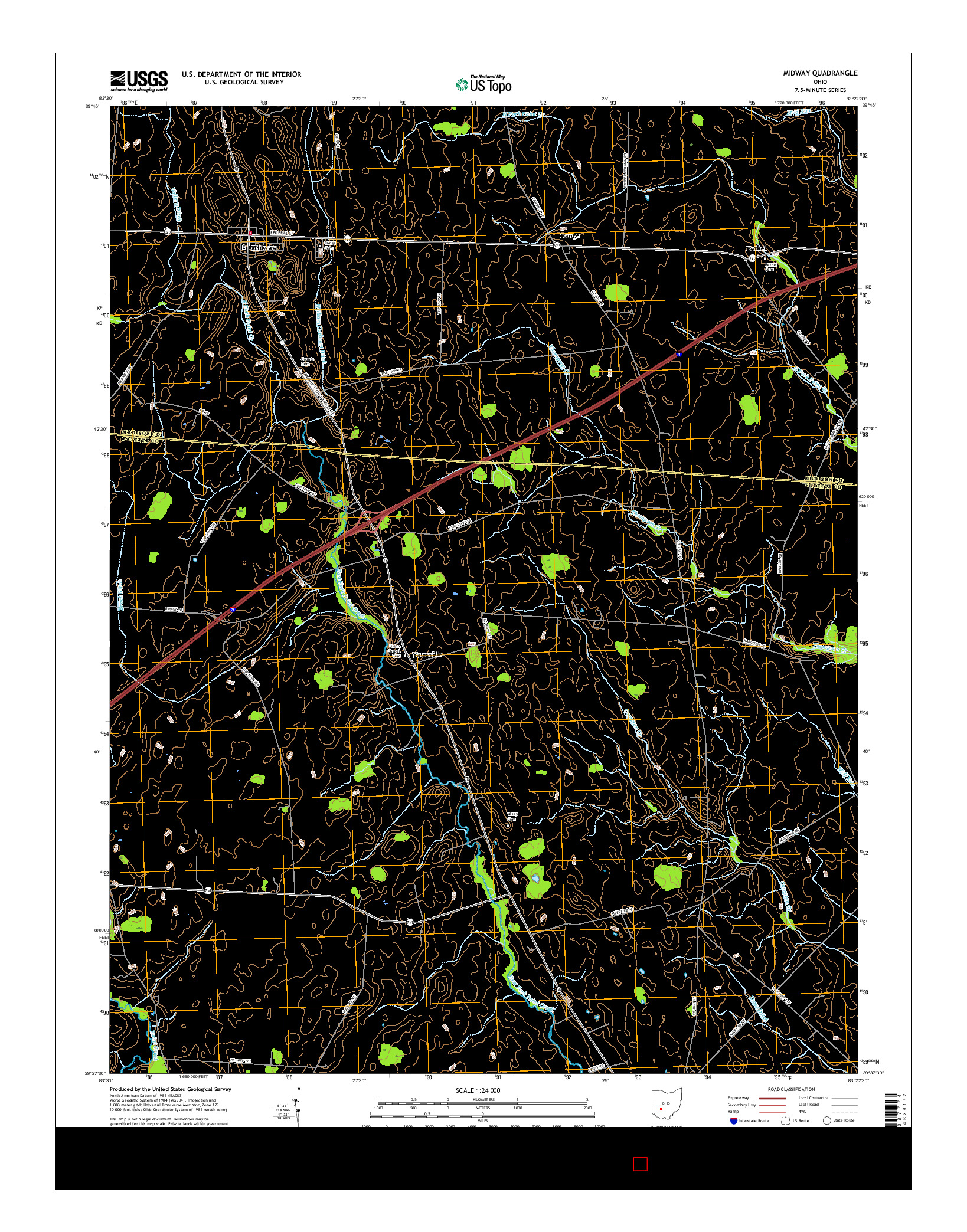 USGS US TOPO 7.5-MINUTE MAP FOR MIDWAY, OH 2016