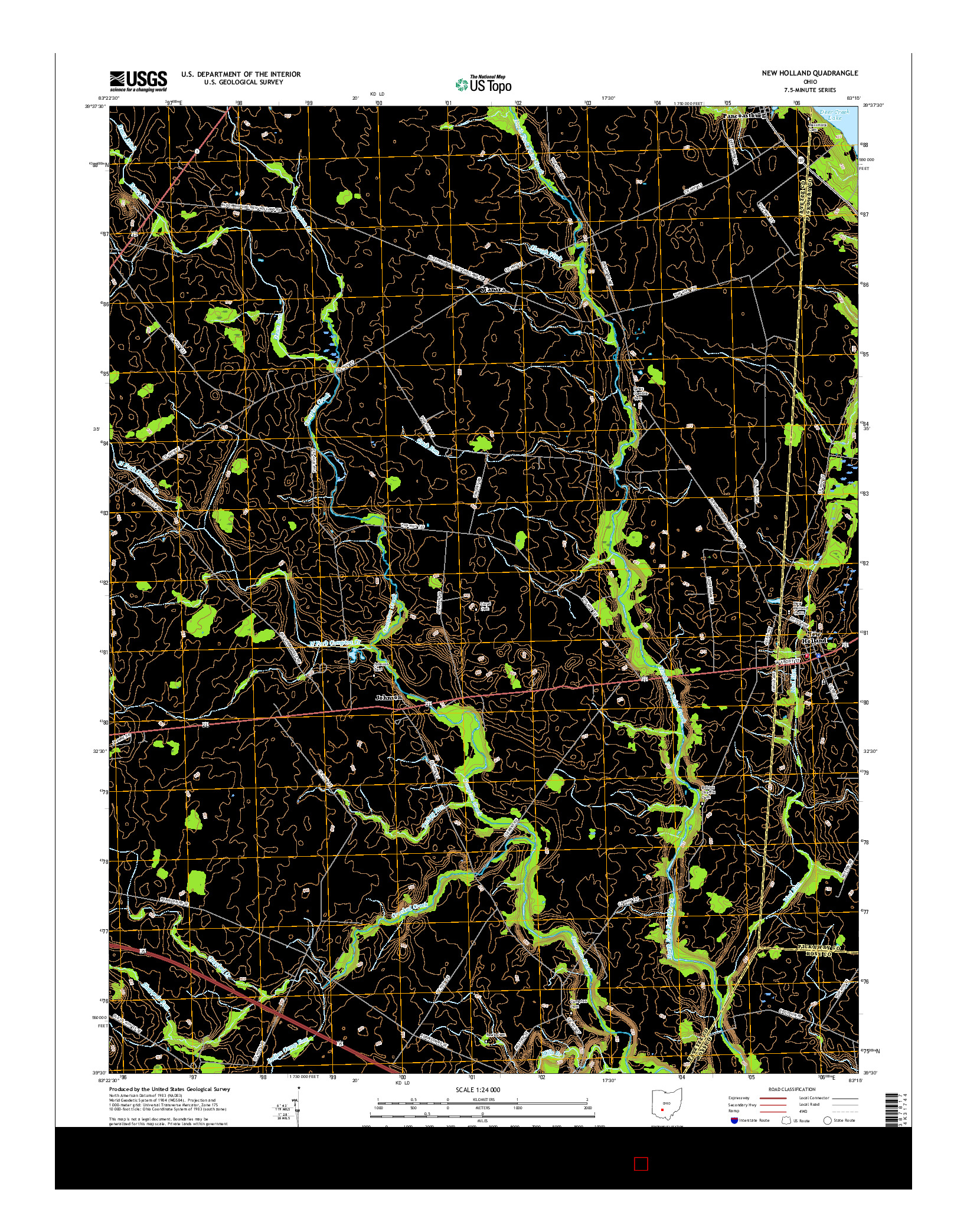 USGS US TOPO 7.5-MINUTE MAP FOR NEW HOLLAND, OH 2016