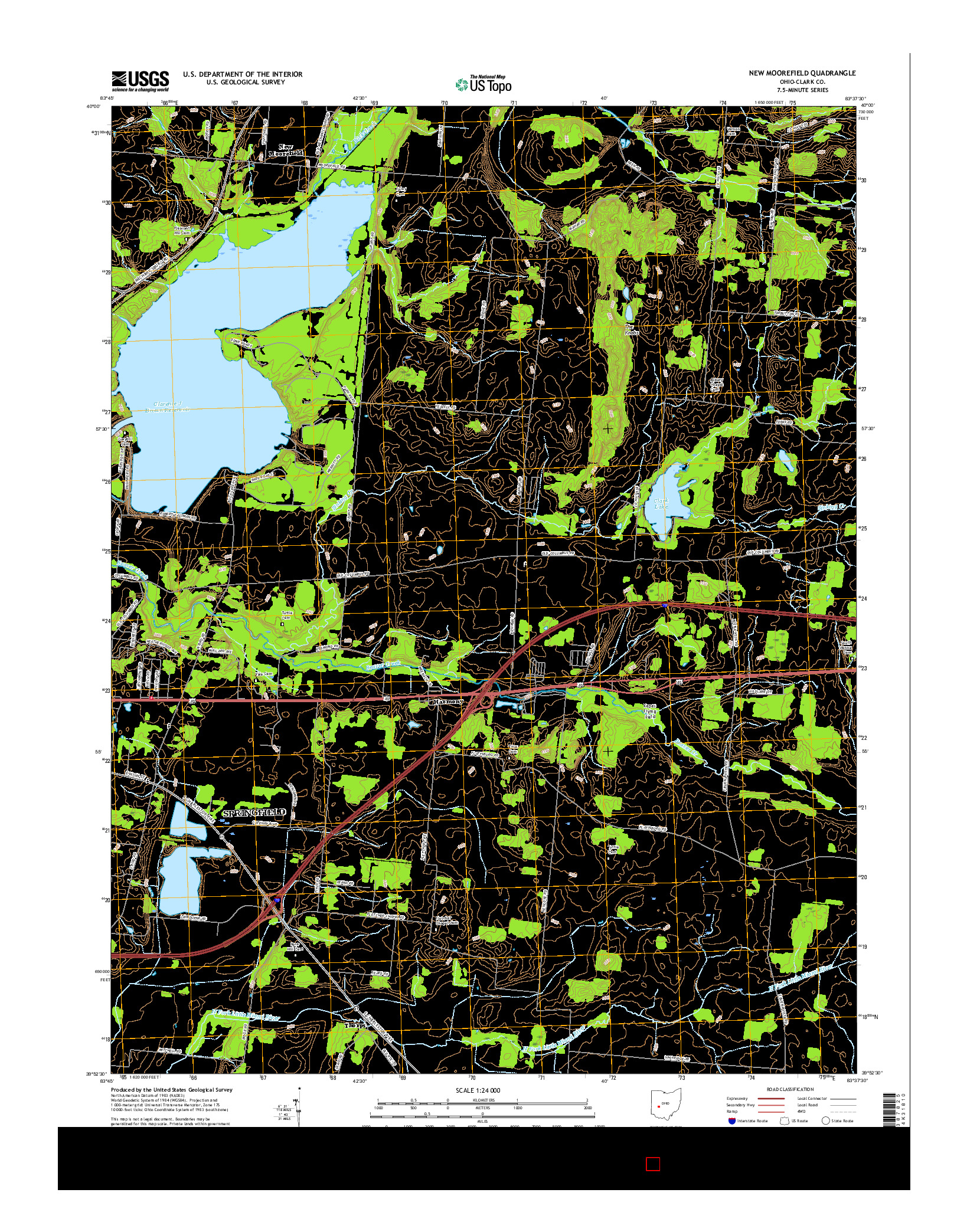 USGS US TOPO 7.5-MINUTE MAP FOR NEW MOOREFIELD, OH 2016