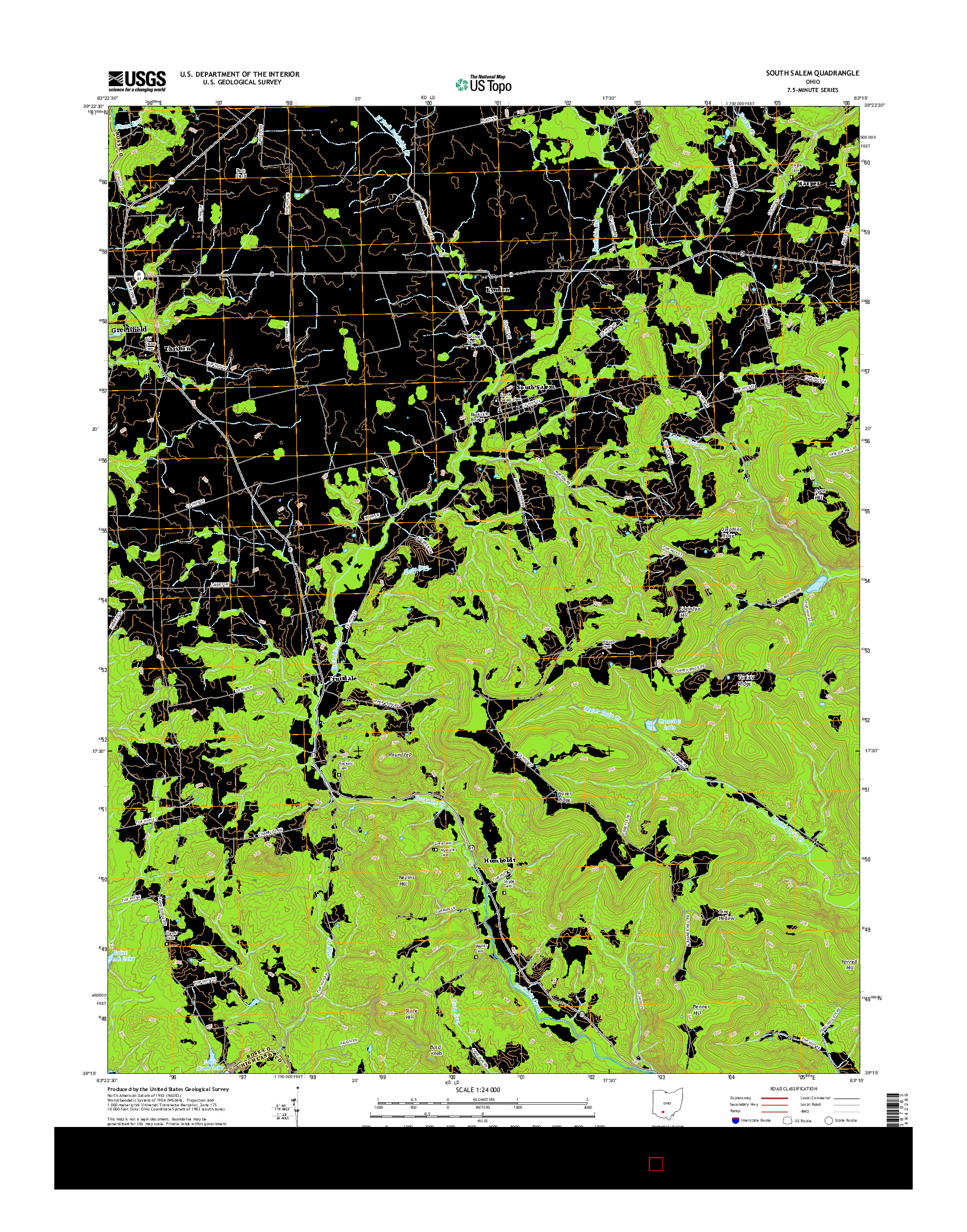 USGS US TOPO 7.5-MINUTE MAP FOR SOUTH SALEM, OH 2016