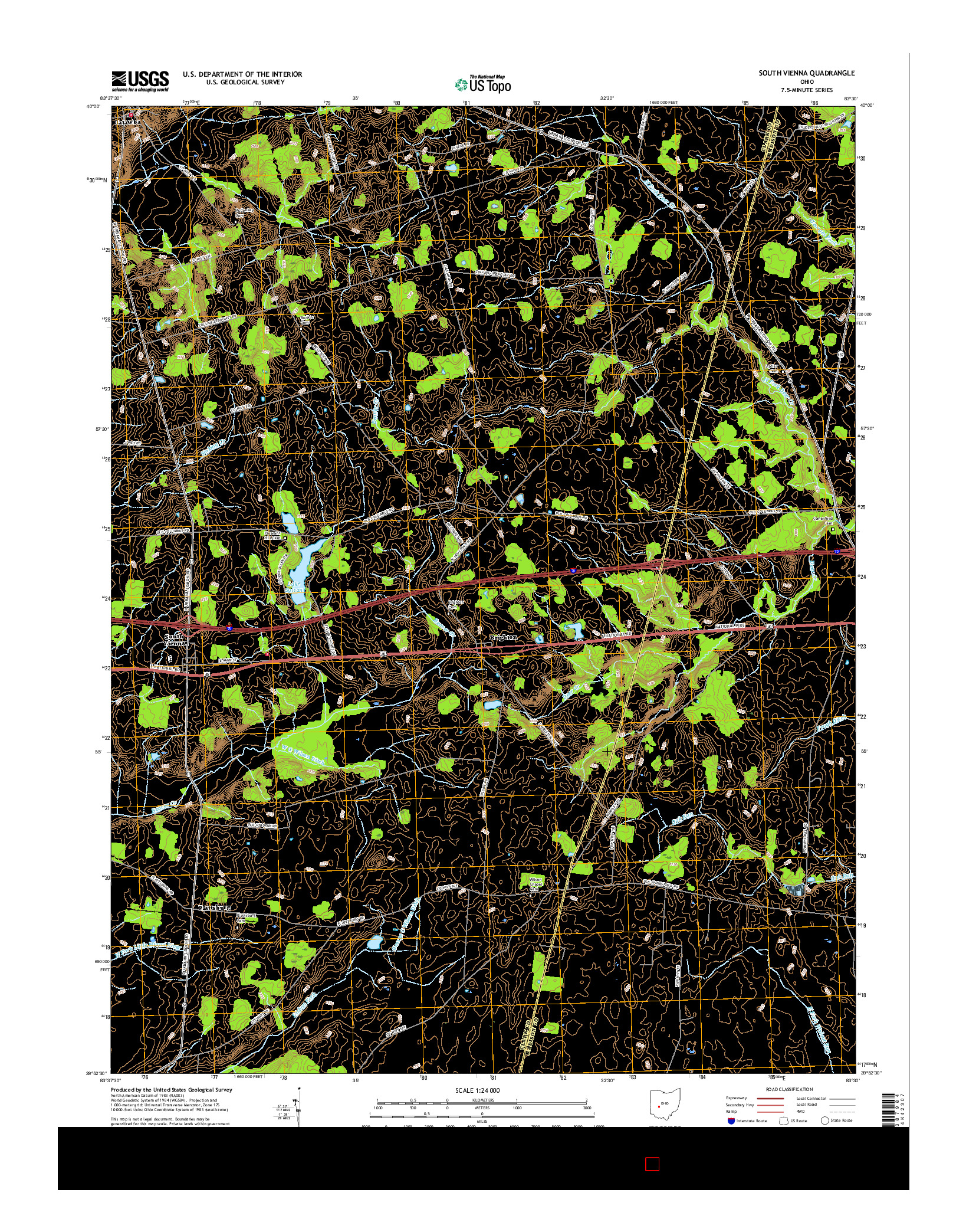 USGS US TOPO 7.5-MINUTE MAP FOR SOUTH VIENNA, OH 2016