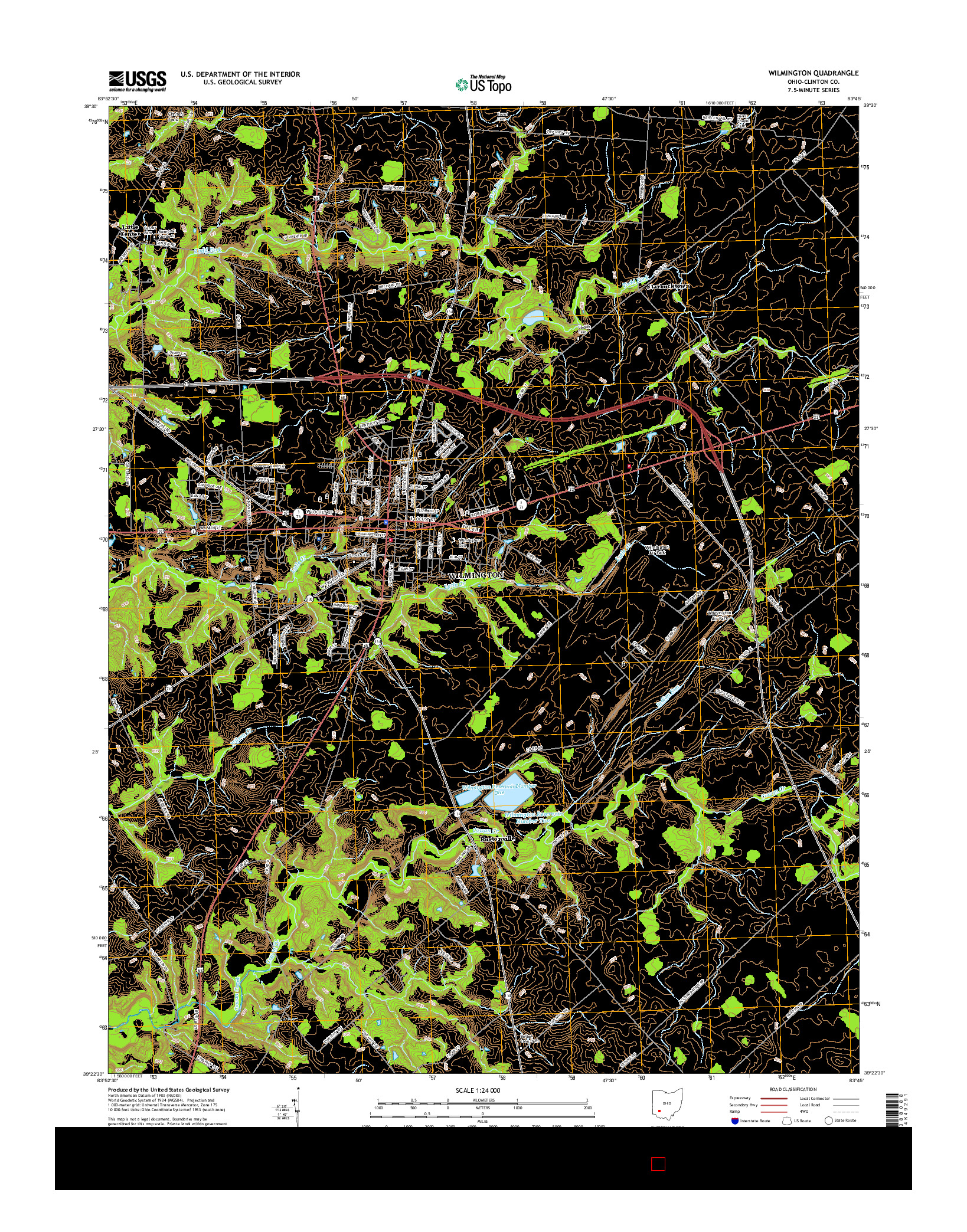 USGS US TOPO 7.5-MINUTE MAP FOR WILMINGTON, OH 2016