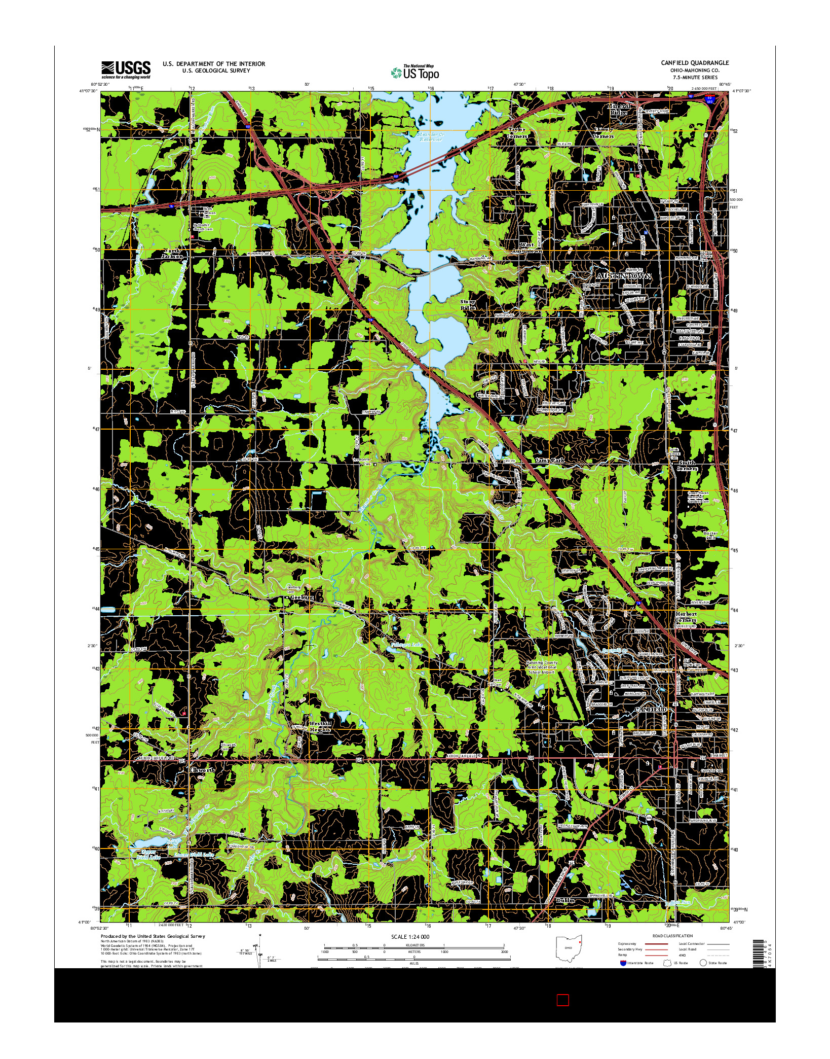 USGS US TOPO 7.5-MINUTE MAP FOR CANFIELD, OH 2016