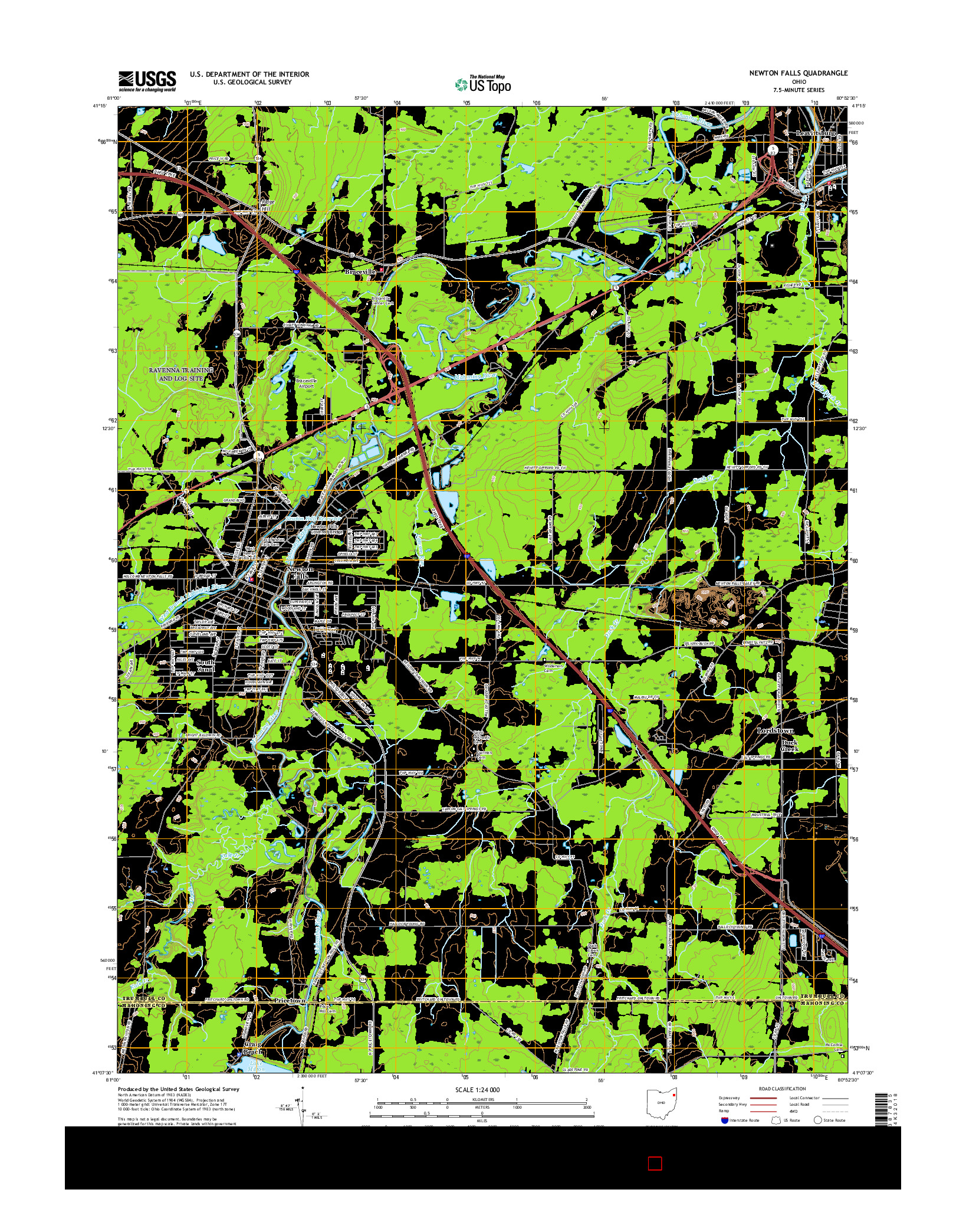 USGS US TOPO 7.5-MINUTE MAP FOR NEWTON FALLS, OH 2016