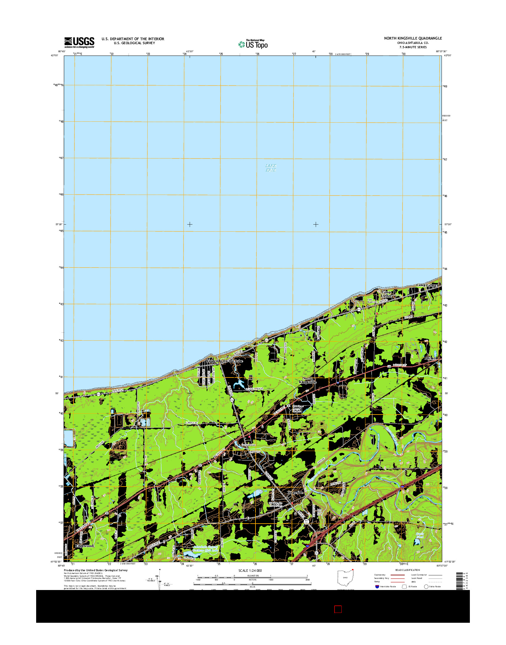 USGS US TOPO 7.5-MINUTE MAP FOR NORTH KINGSVILLE, OH 2016