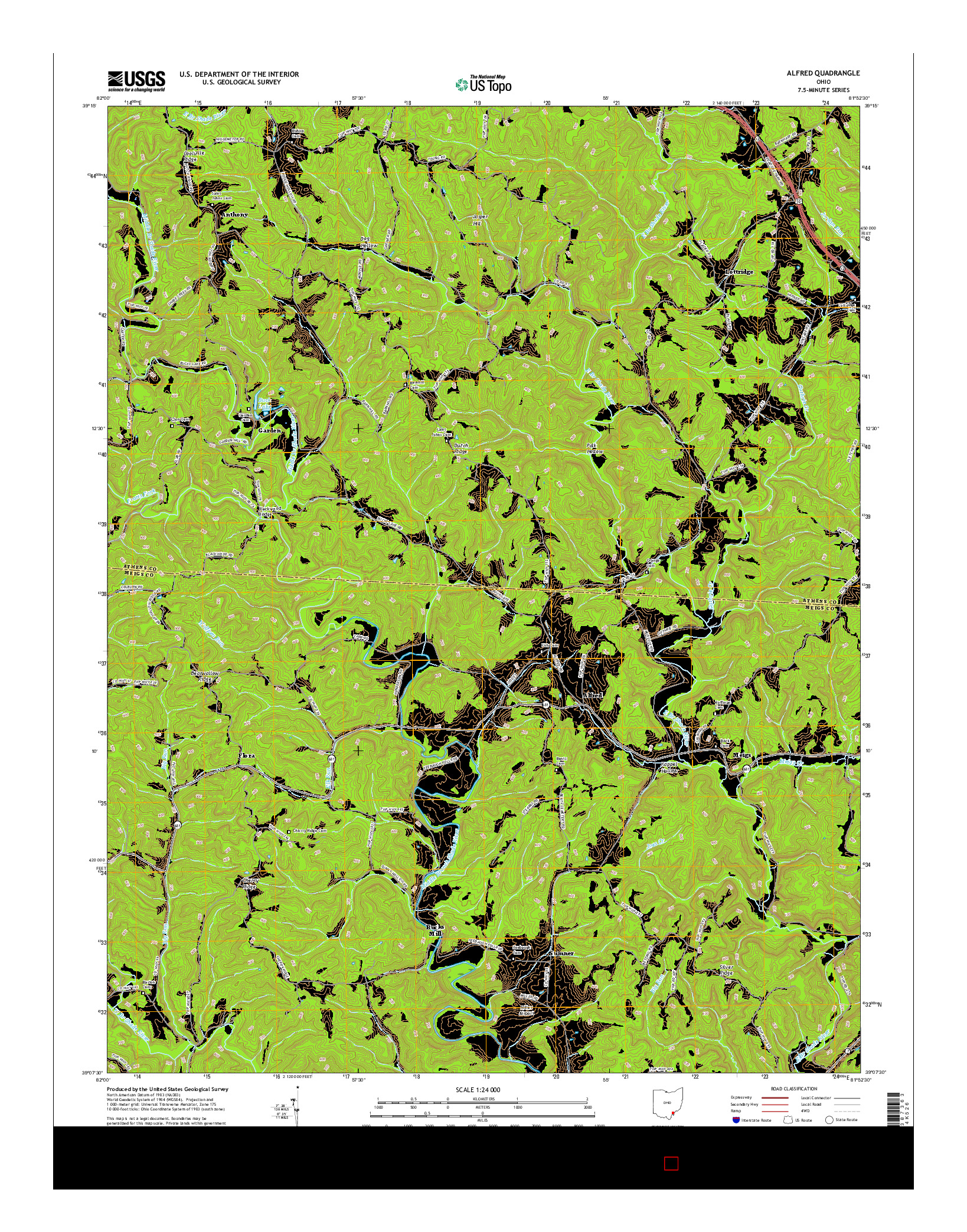 USGS US TOPO 7.5-MINUTE MAP FOR ALFRED, OH 2016