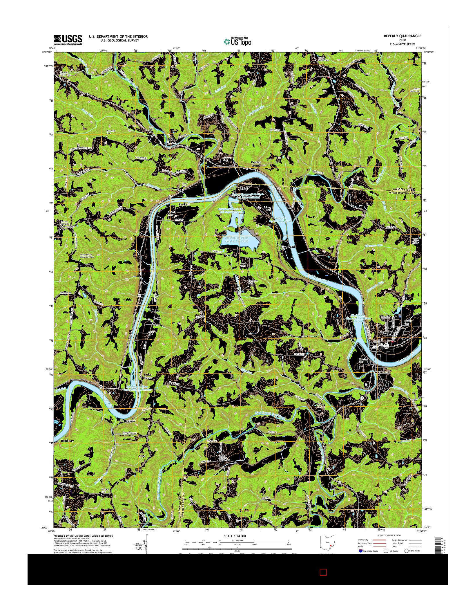 USGS US TOPO 7.5-MINUTE MAP FOR BEVERLY, OH 2016