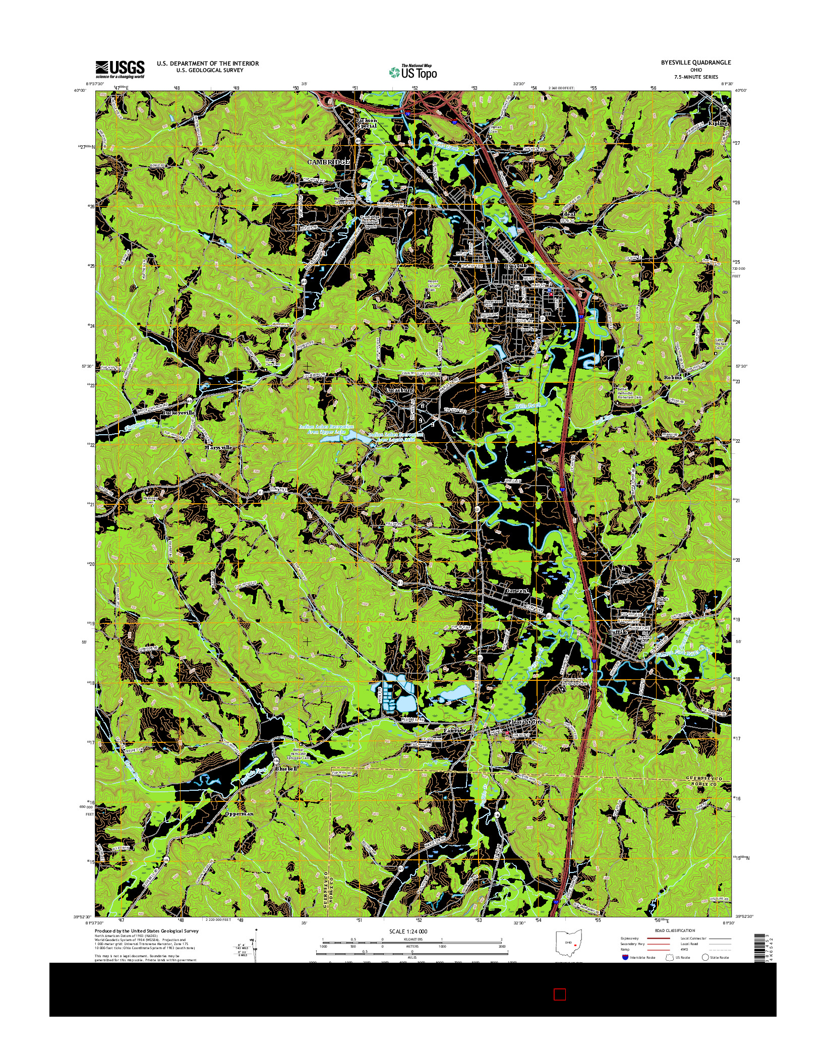 USGS US TOPO 7.5-MINUTE MAP FOR BYESVILLE, OH 2016