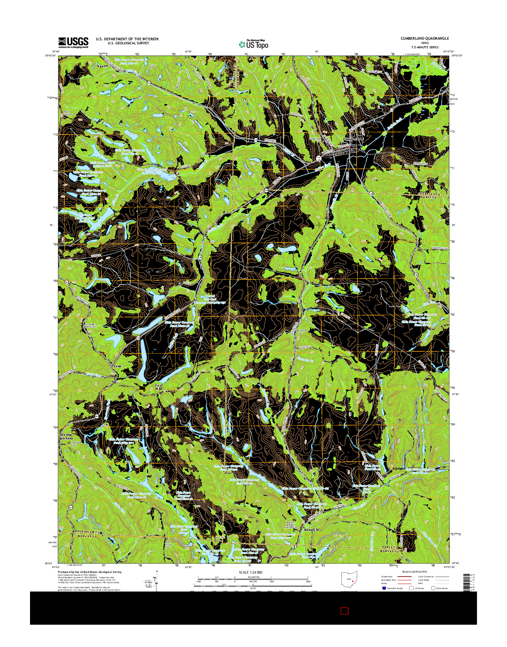 USGS US TOPO 7.5-MINUTE MAP FOR CUMBERLAND, OH 2016