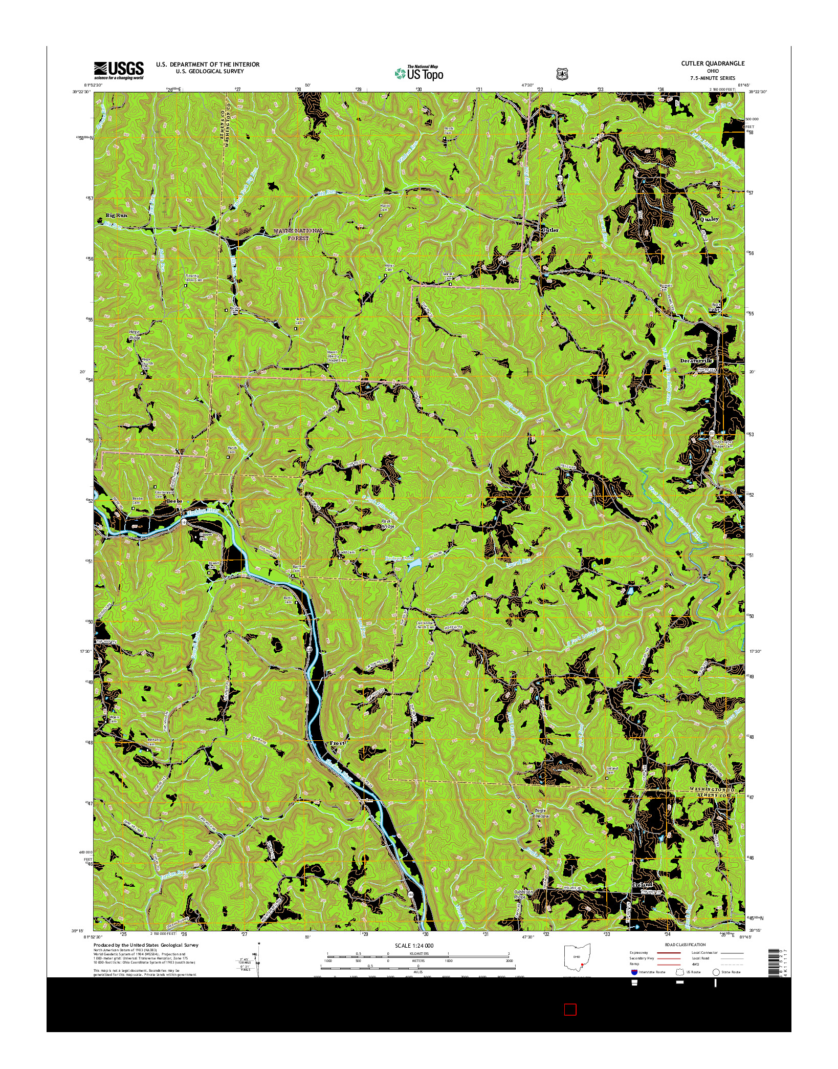 USGS US TOPO 7.5-MINUTE MAP FOR CUTLER, OH 2016