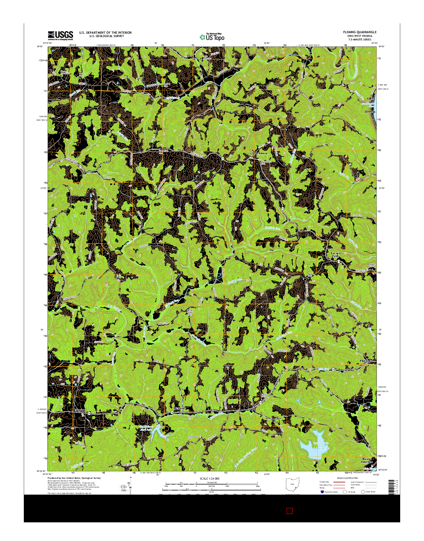 USGS US TOPO 7.5-MINUTE MAP FOR FLEMING, OH-WV 2016