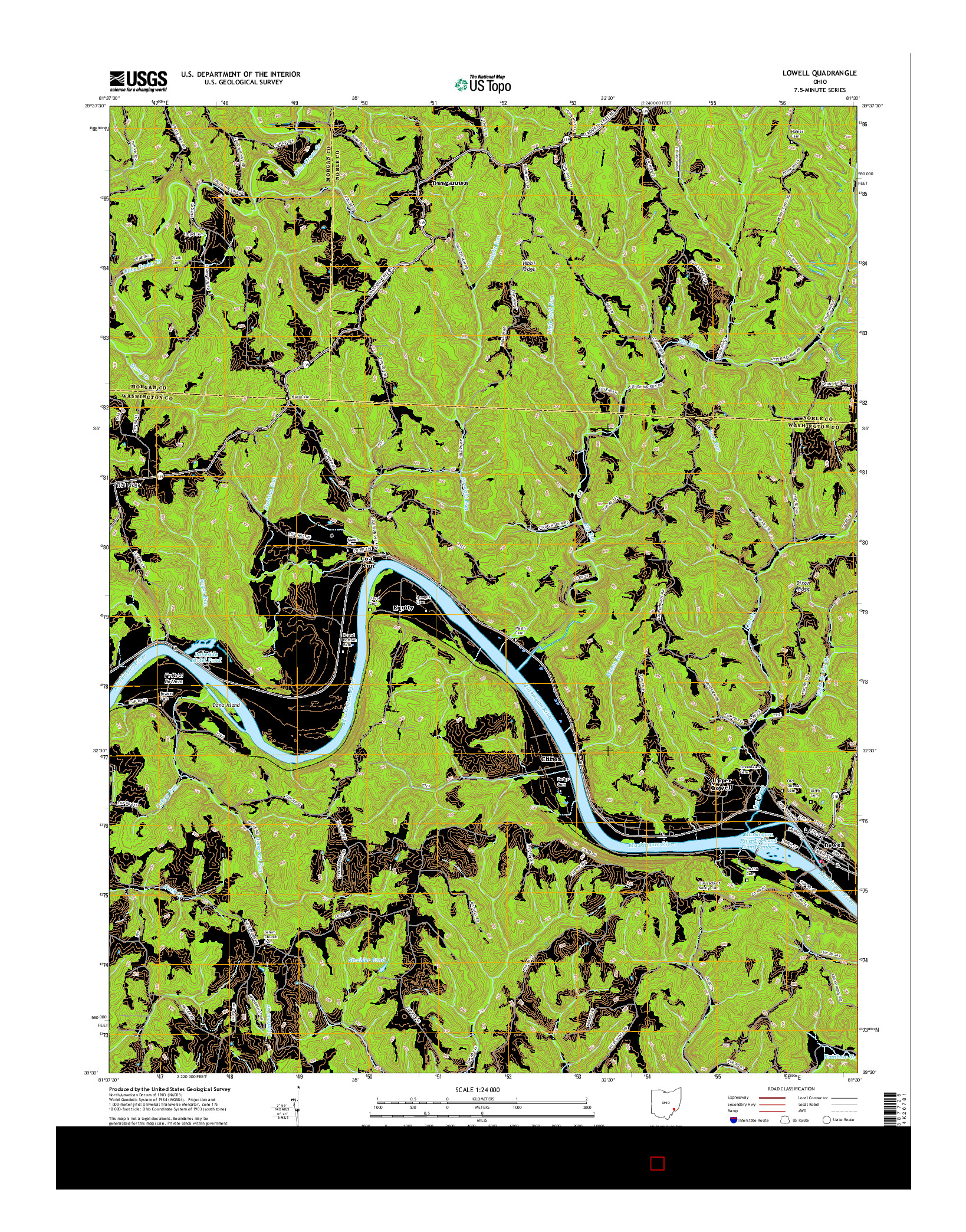 USGS US TOPO 7.5-MINUTE MAP FOR LOWELL, OH 2016