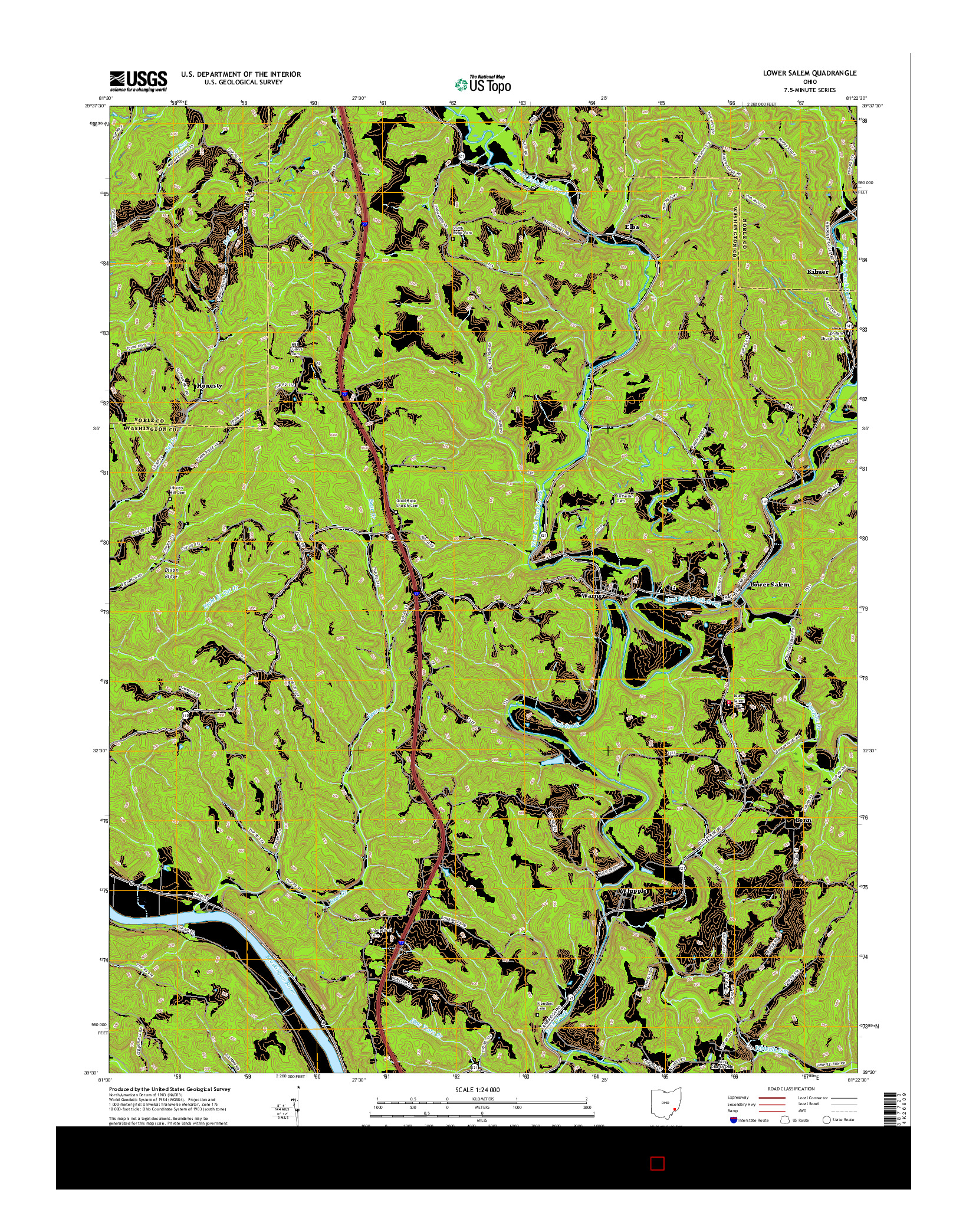 USGS US TOPO 7.5-MINUTE MAP FOR LOWER SALEM, OH 2016