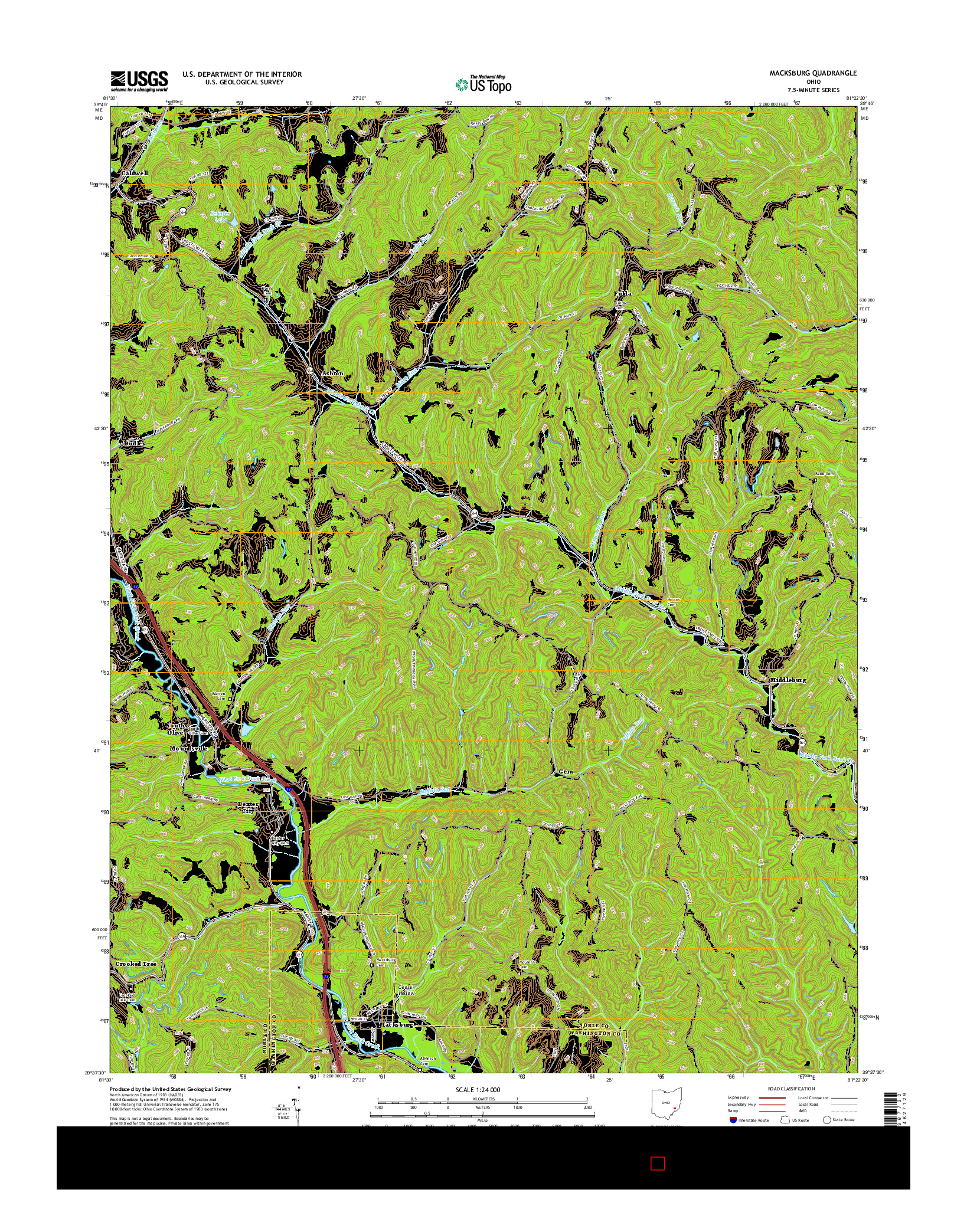 USGS US TOPO 7.5-MINUTE MAP FOR MACKSBURG, OH 2016