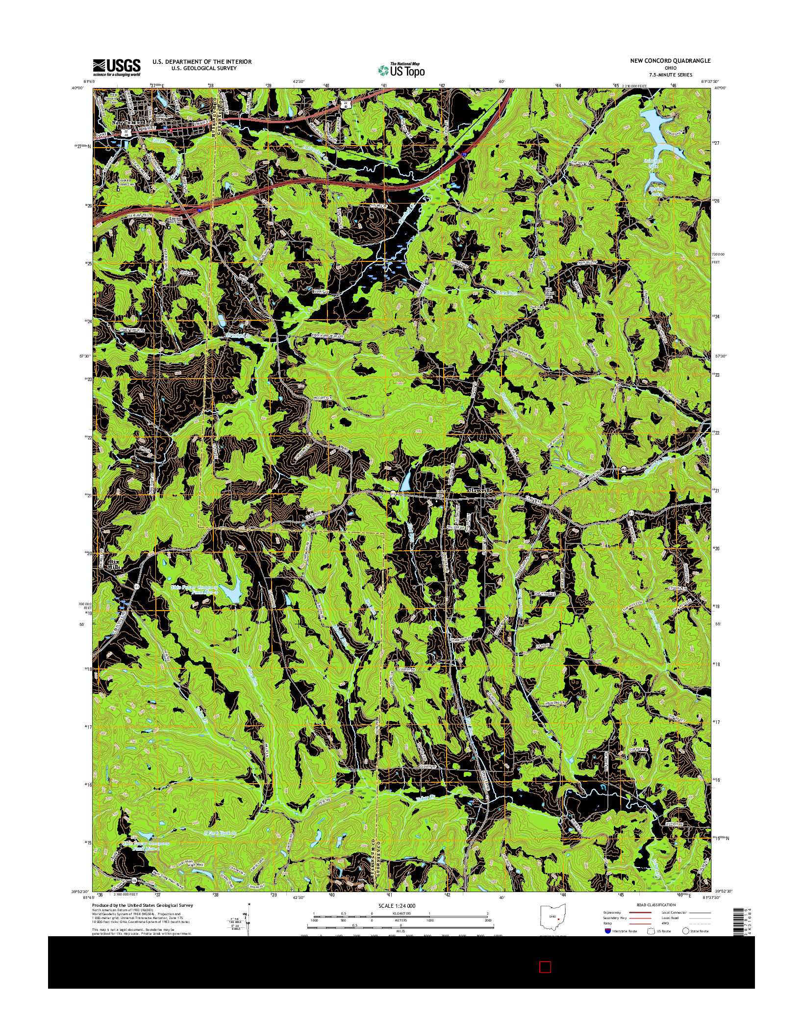 USGS US TOPO 7.5-MINUTE MAP FOR NEW CONCORD, OH 2016