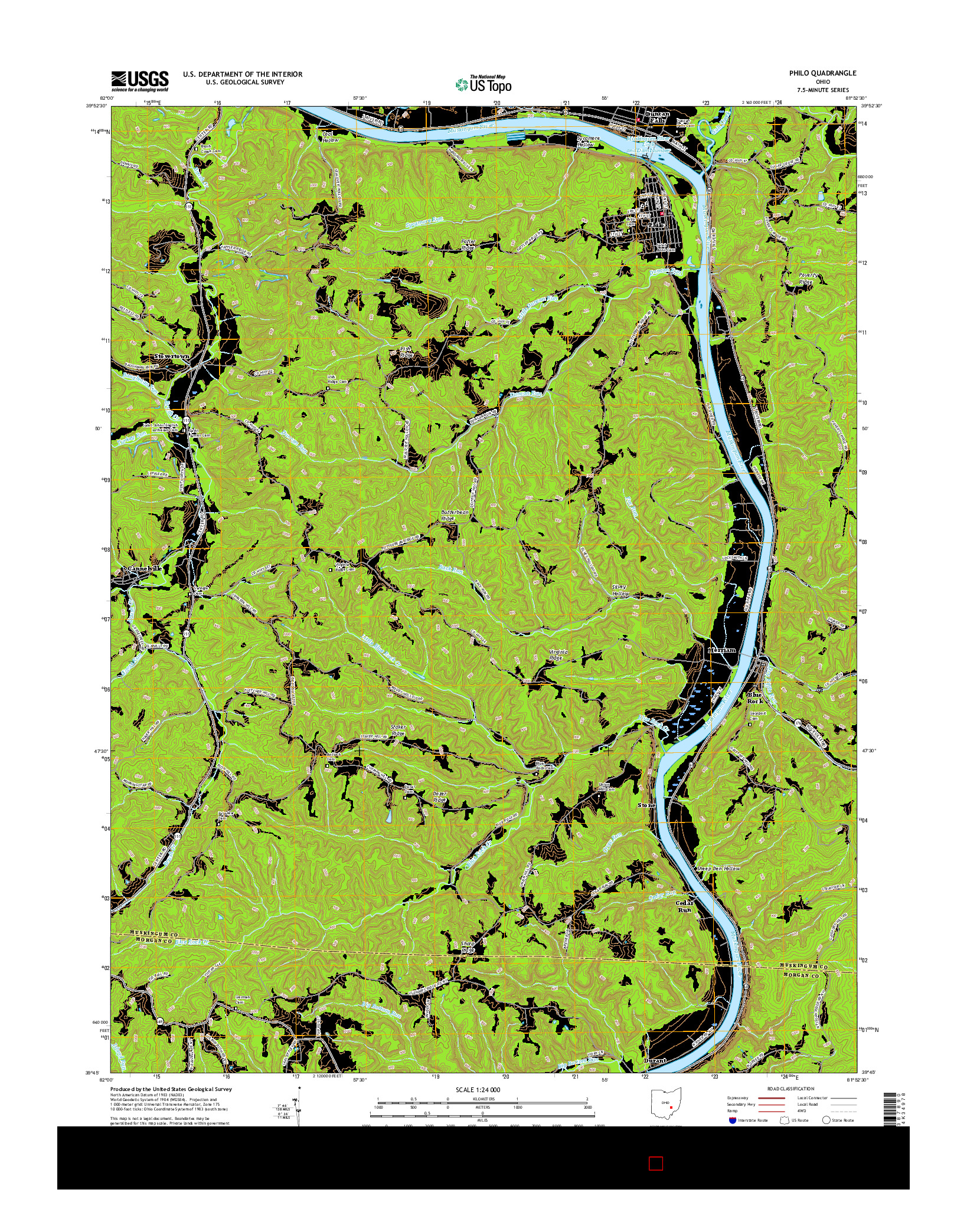 USGS US TOPO 7.5-MINUTE MAP FOR PHILO, OH 2016