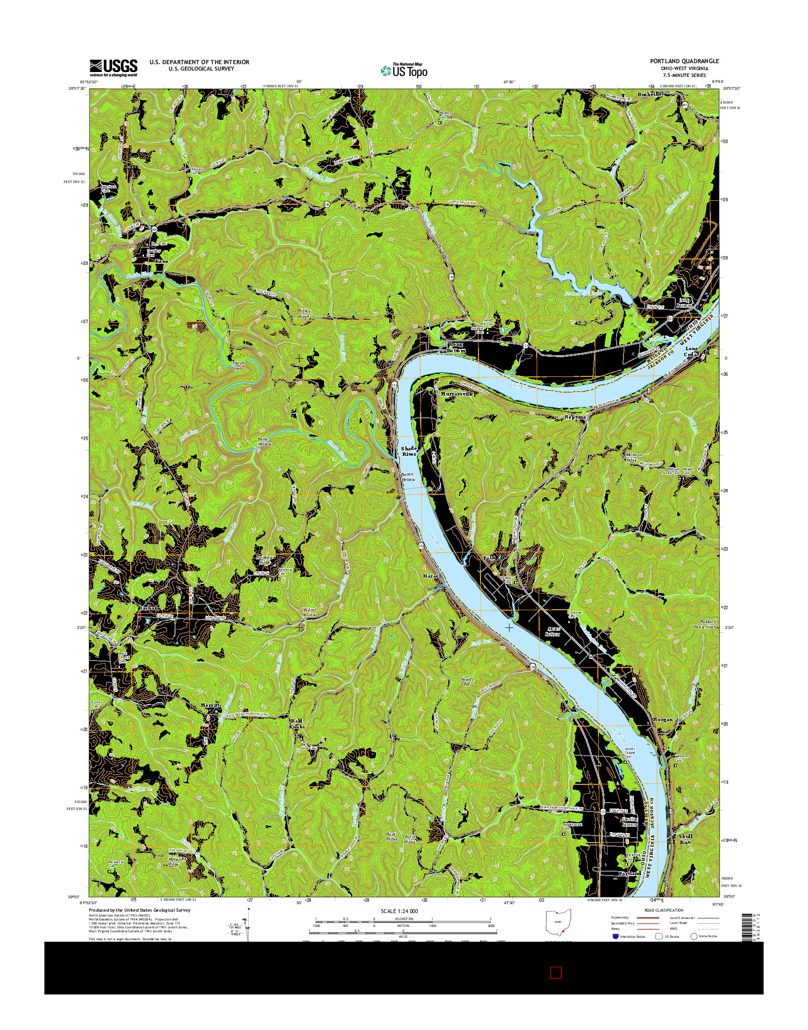 USGS US TOPO 7.5-MINUTE MAP FOR PORTLAND, OH-WV 2016