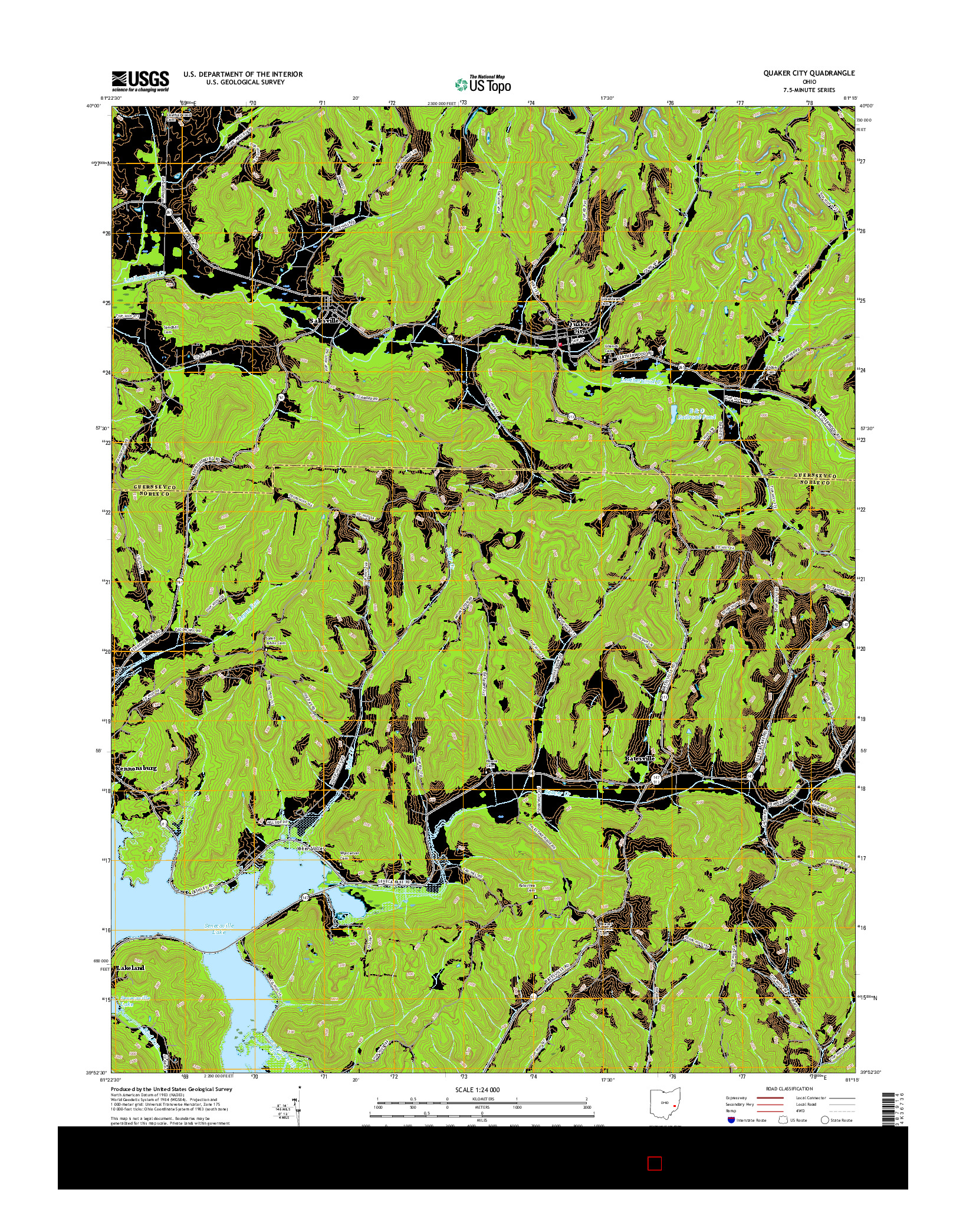 USGS US TOPO 7.5-MINUTE MAP FOR QUAKER CITY, OH 2016