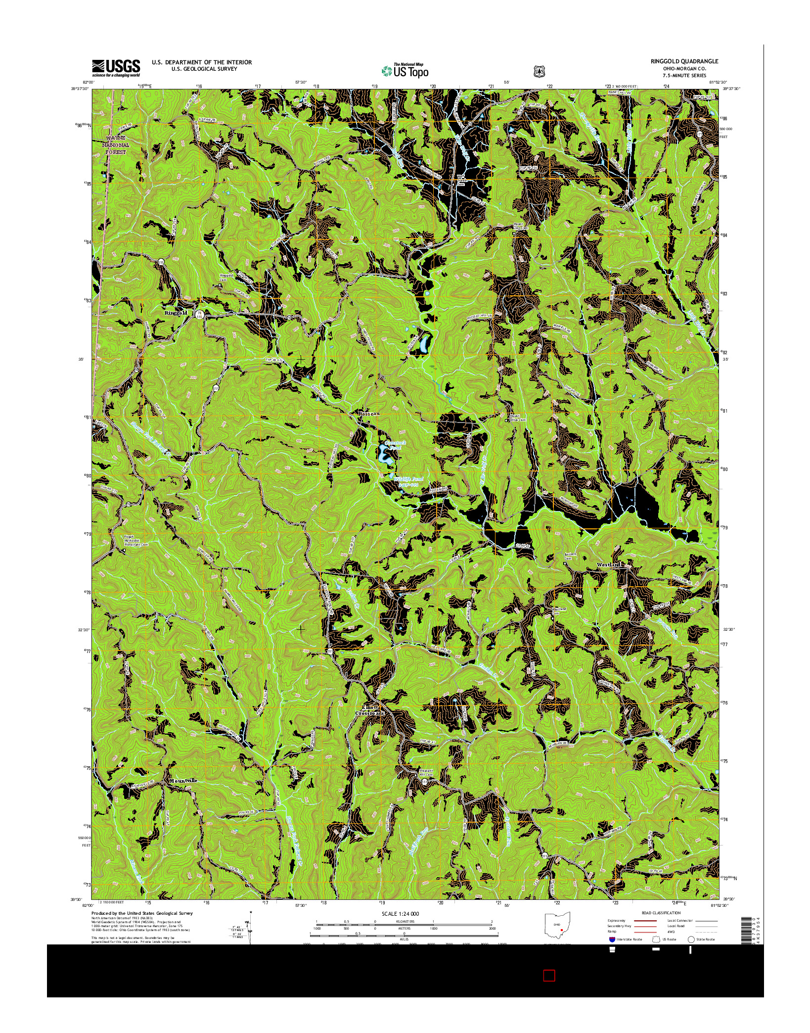 USGS US TOPO 7.5-MINUTE MAP FOR RINGGOLD, OH 2016