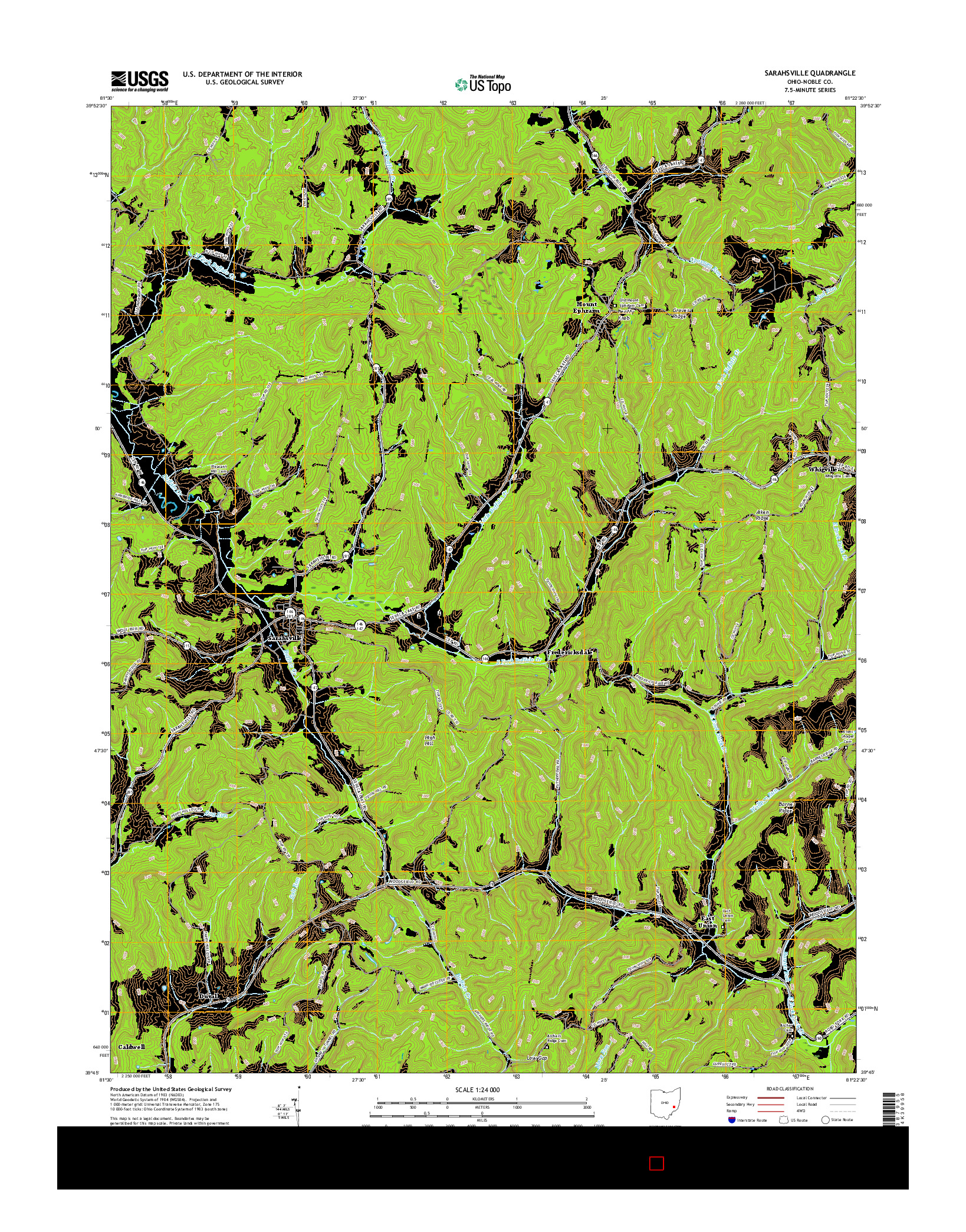 USGS US TOPO 7.5-MINUTE MAP FOR SARAHSVILLE, OH 2016