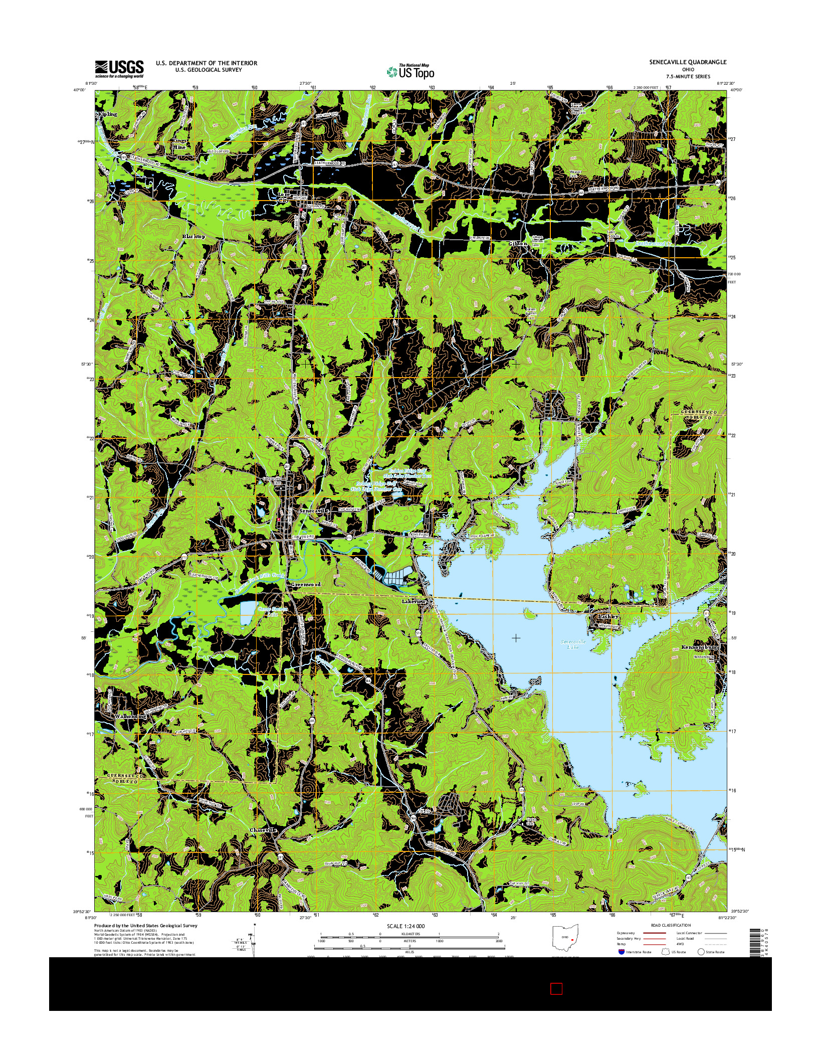 USGS US TOPO 7.5-MINUTE MAP FOR SENECAVILLE, OH 2016