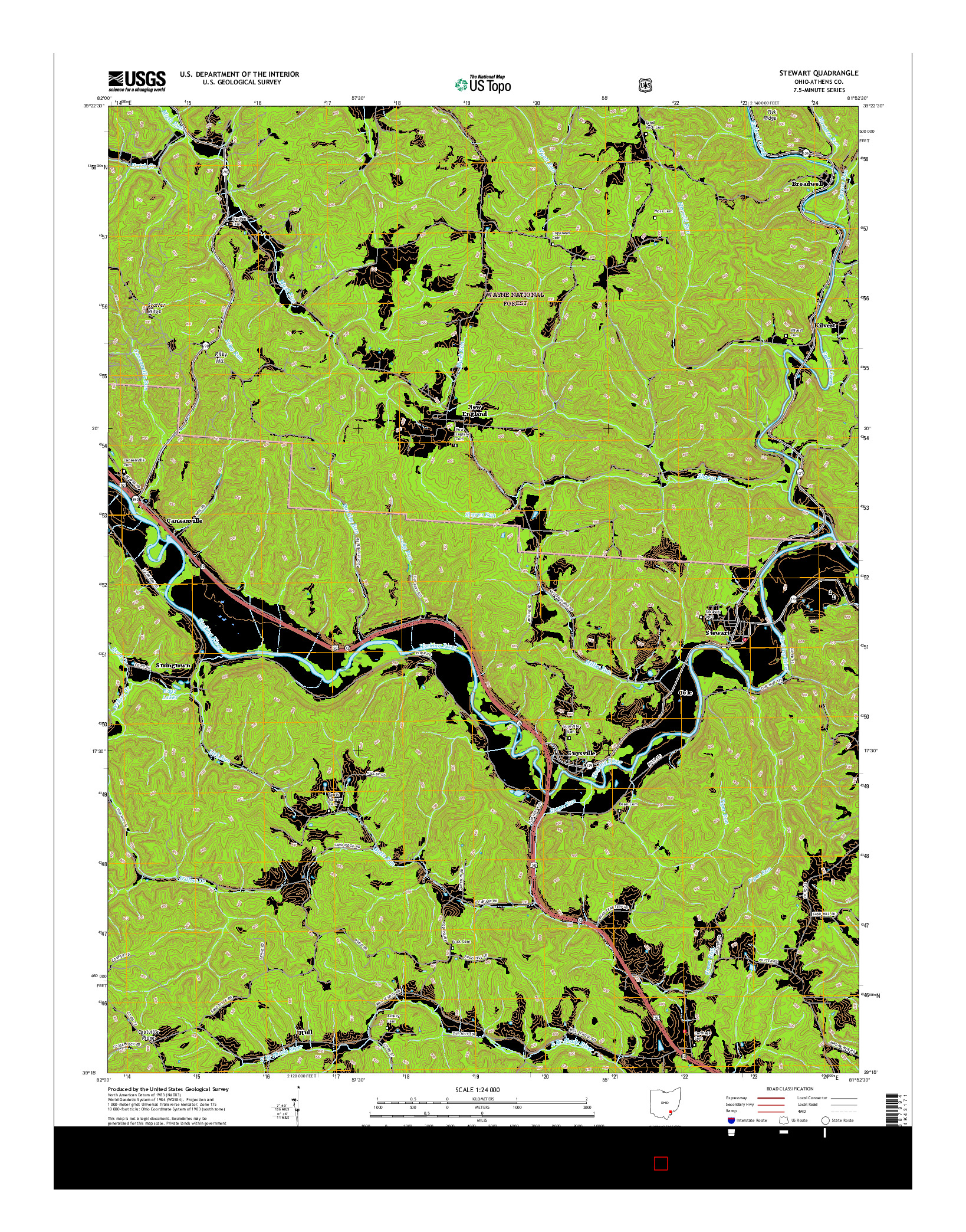 USGS US TOPO 7.5-MINUTE MAP FOR STEWART, OH 2016