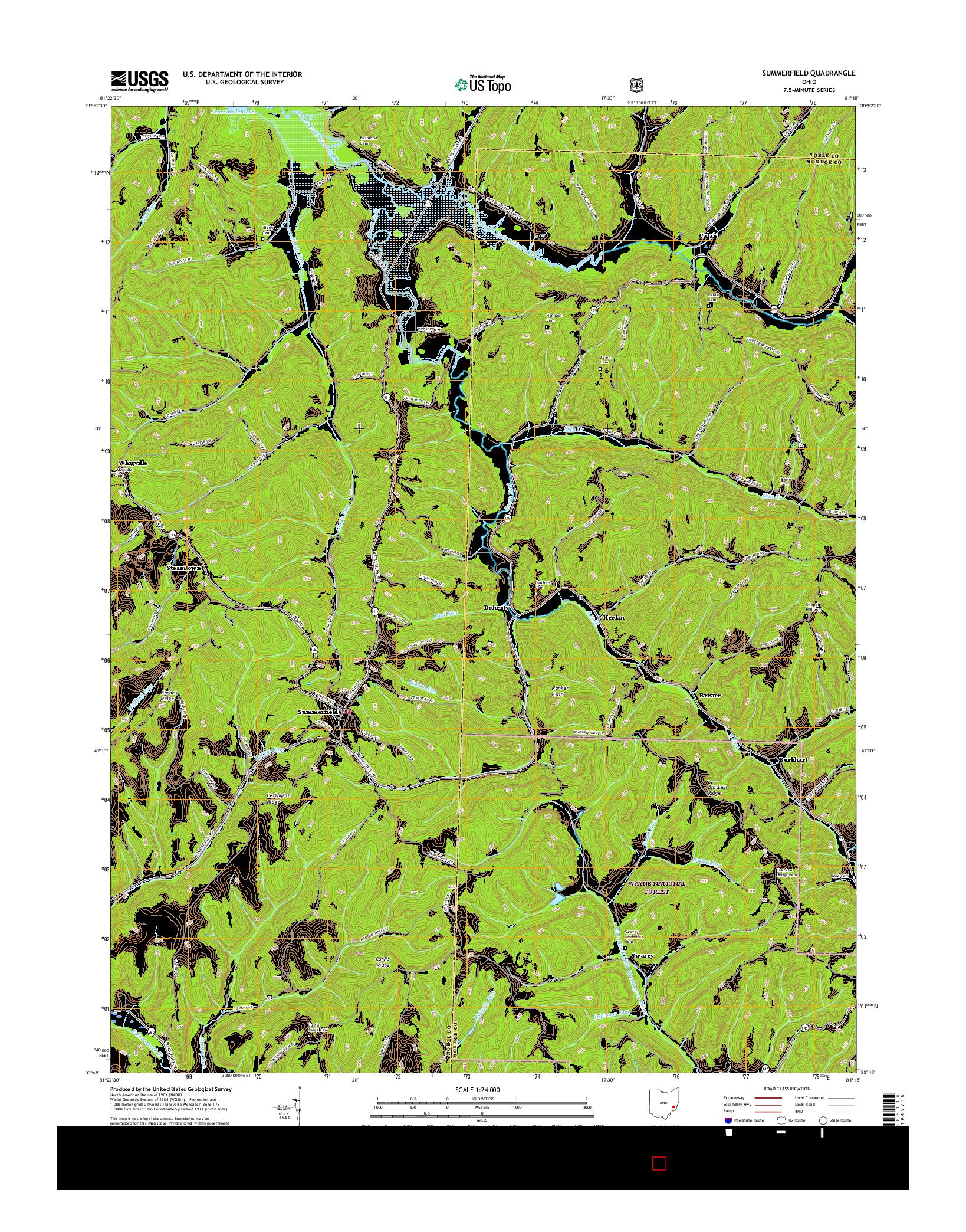 USGS US TOPO 7.5-MINUTE MAP FOR SUMMERFIELD, OH 2016