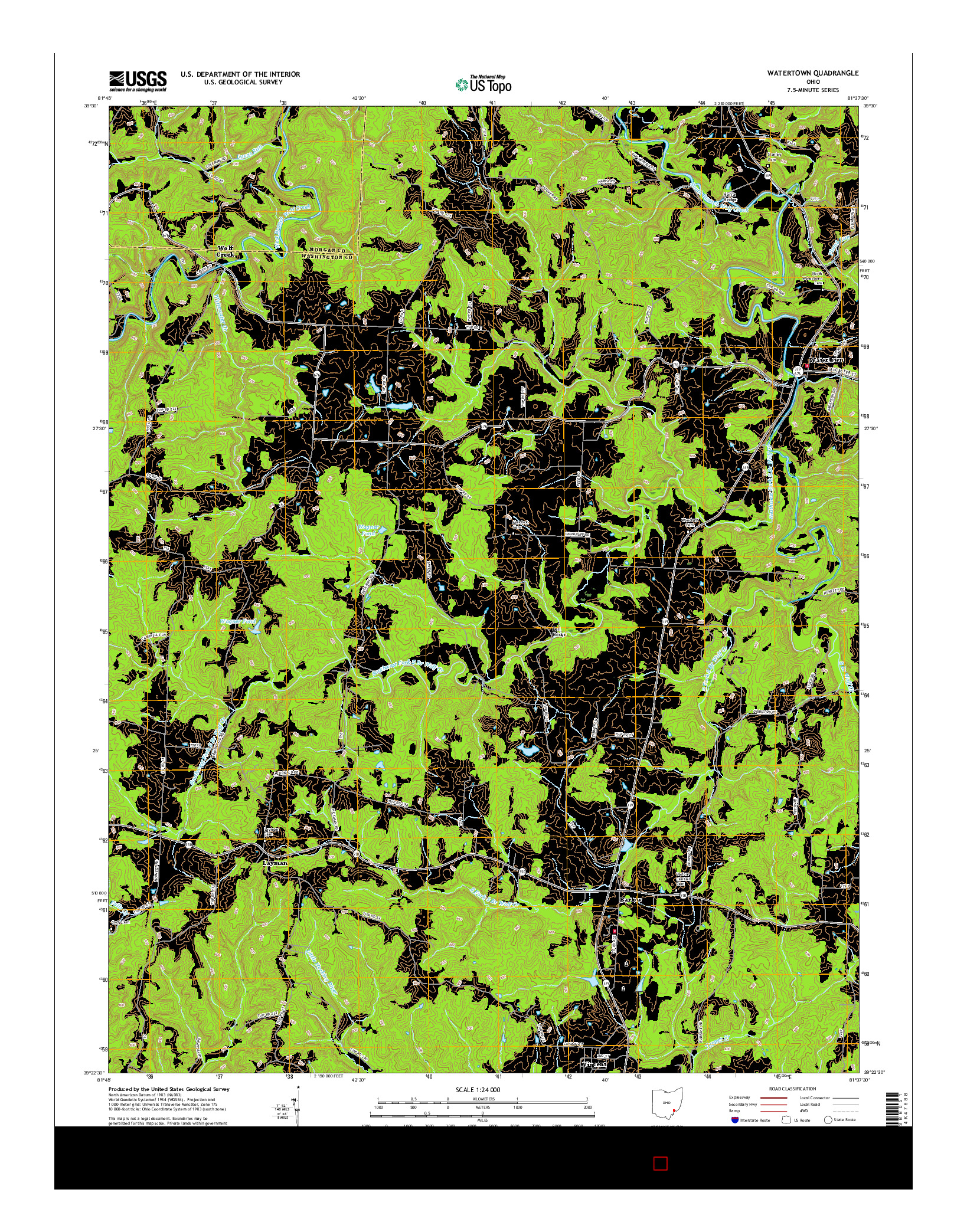 USGS US TOPO 7.5-MINUTE MAP FOR WATERTOWN, OH 2016